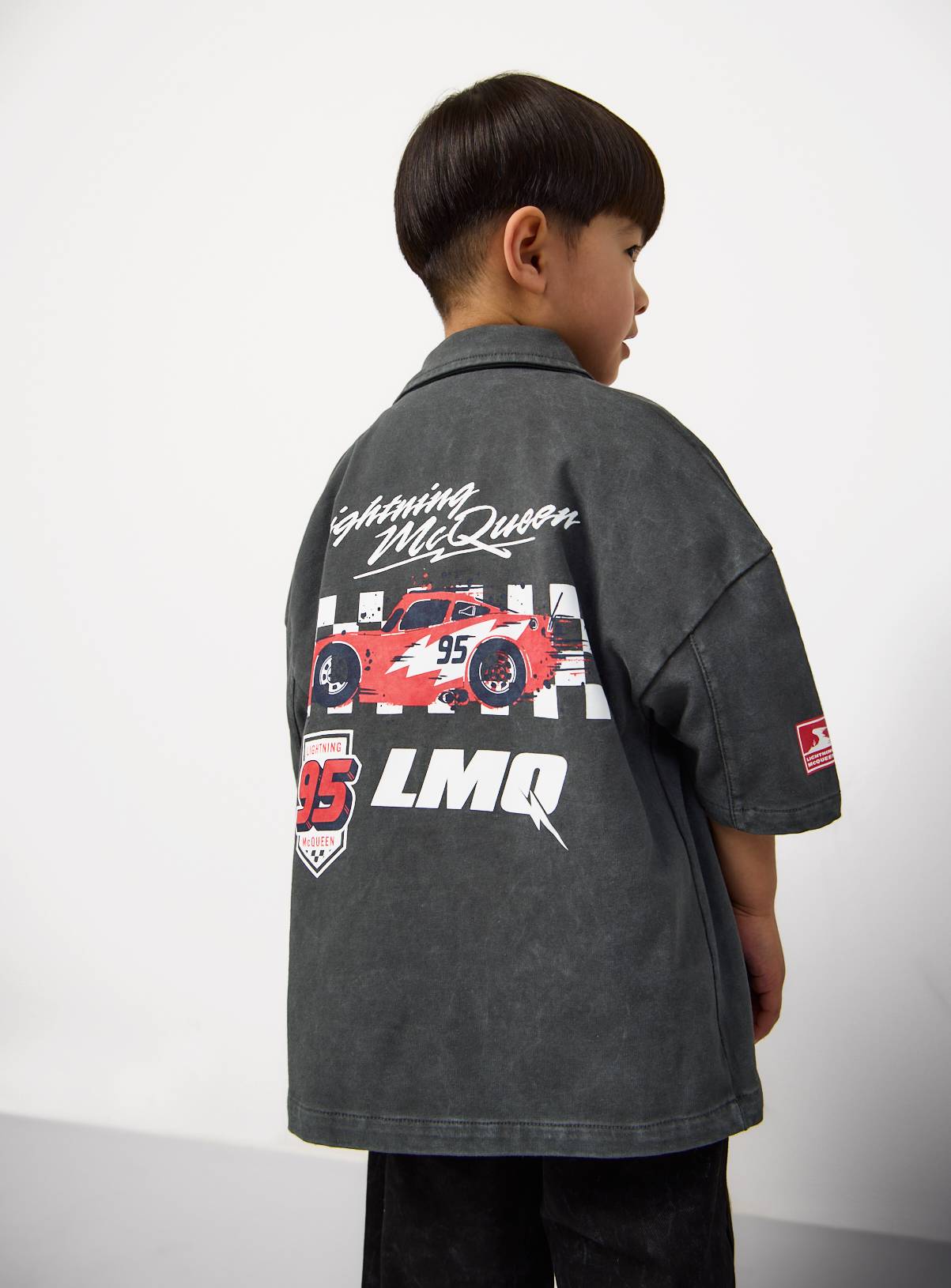 Grey Cars Lightning McQueen Graphic Denim Short Sleeve Shirt 4-5 years - Image 2
