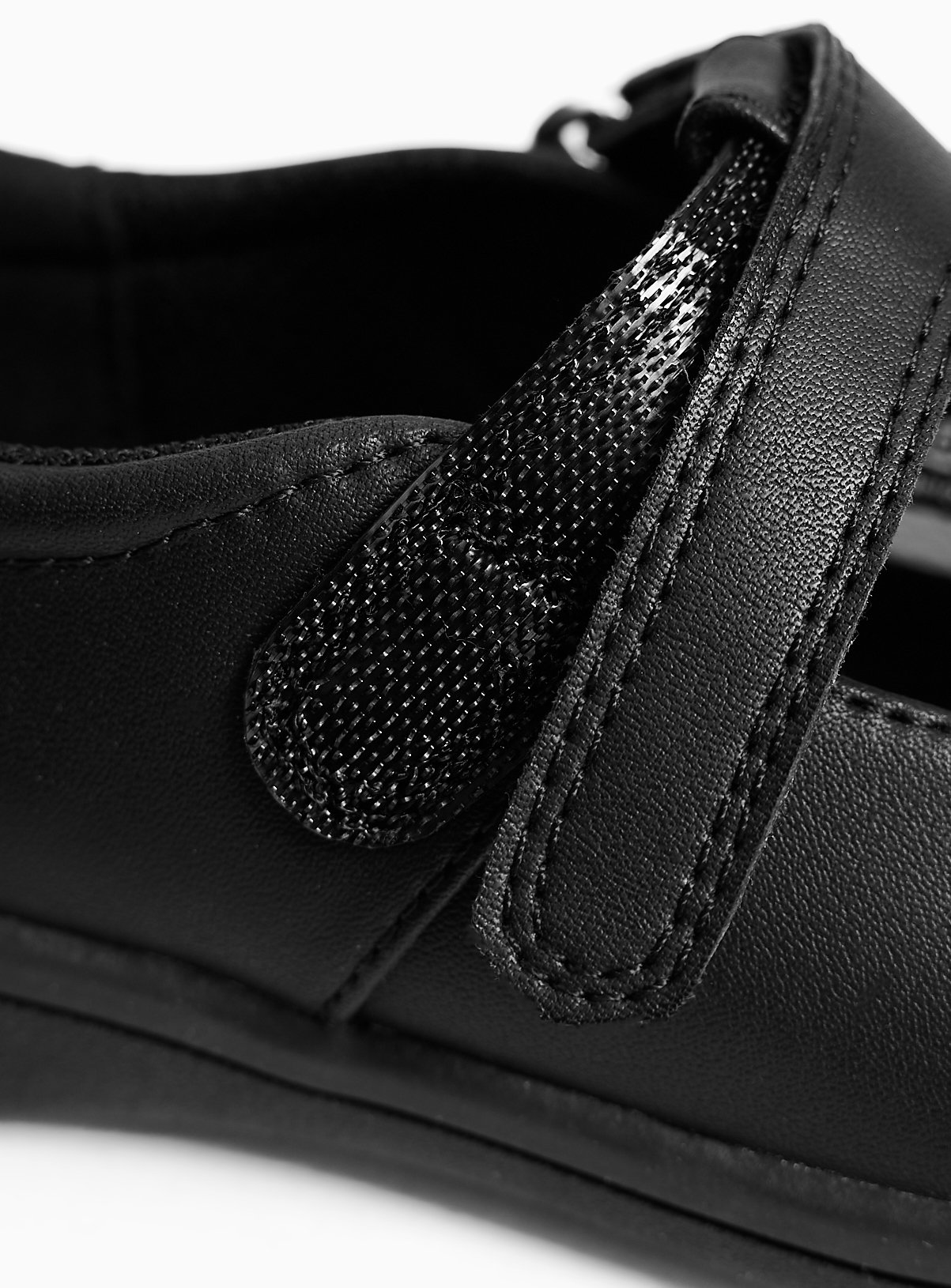 Black Coated Leather Butterfly Detail Slim Sole T-Bar School Shoes 10 Infant - Image 4 thumbnail