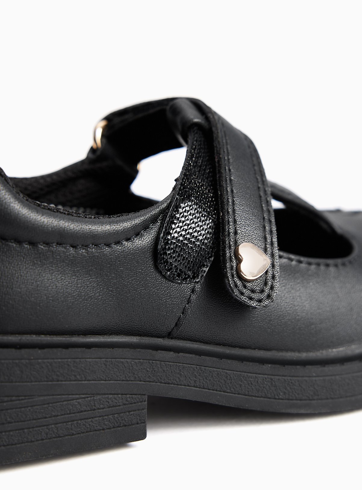 Black Coated Leather Heart T-Bar Shoes 11 Infant - Image 4 thumbnail