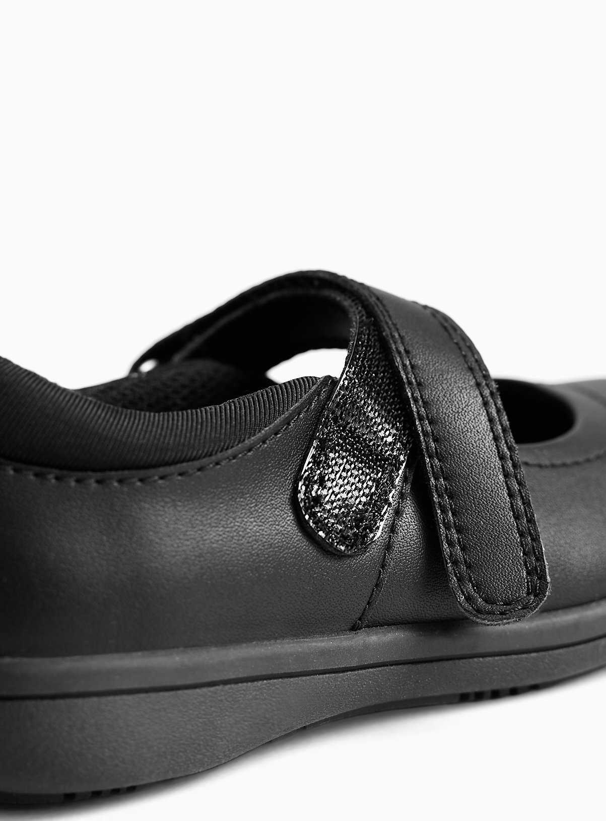 Black Coated Leather Slim Sole Mary Jane School Shoes 12 Infant - Image 4 thumbnail