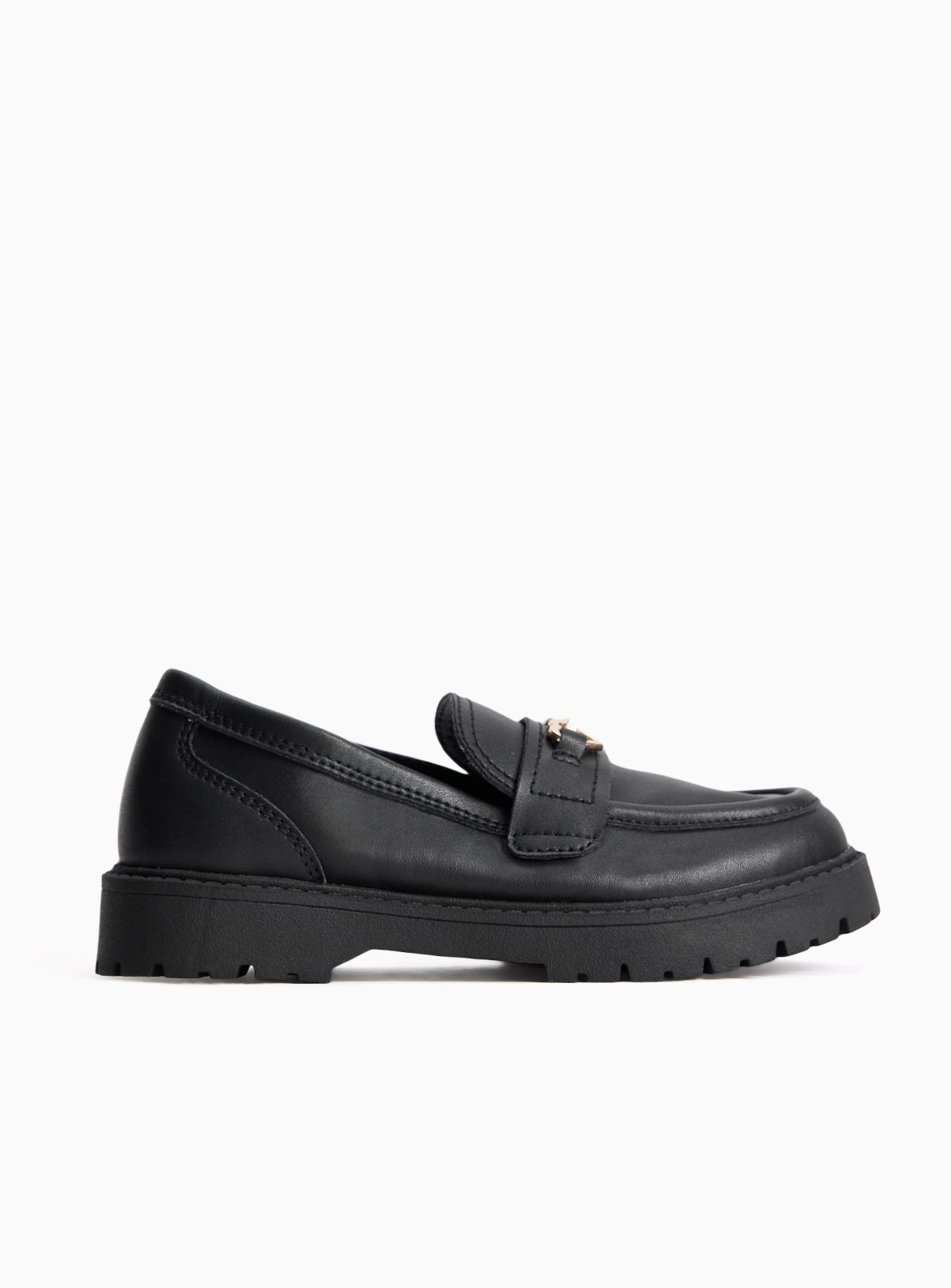 Black Coated Leather Heart Detail Chunky Loafers 11 Infant - Image 3 thumbnail