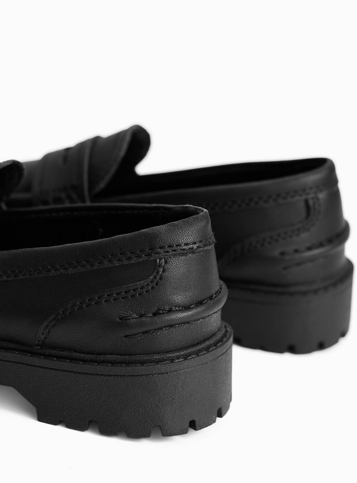 Black Coated Leather Plain Chunky Loafers 13 Infant - Image 4