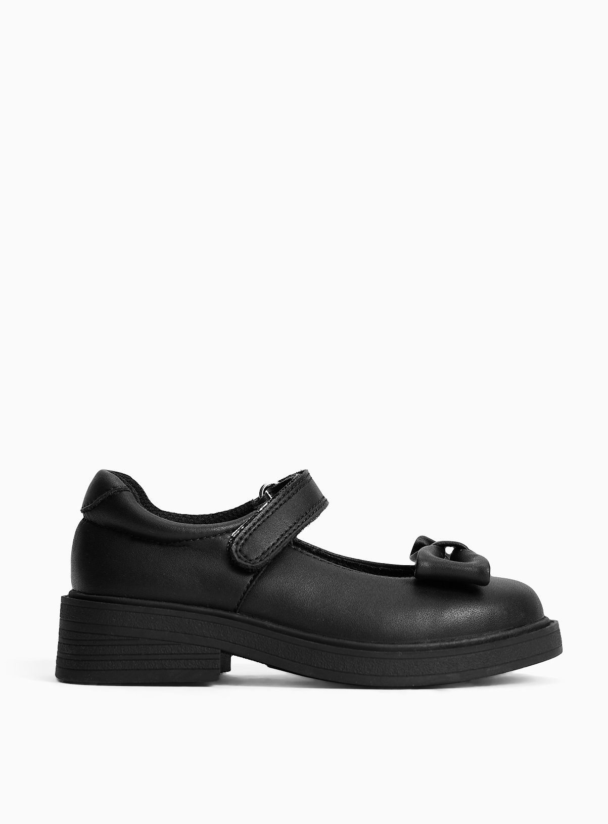 Black Coated Leather Bow Detail Mary Jane School Shoes 8 Infant - Image 3 thumbnail