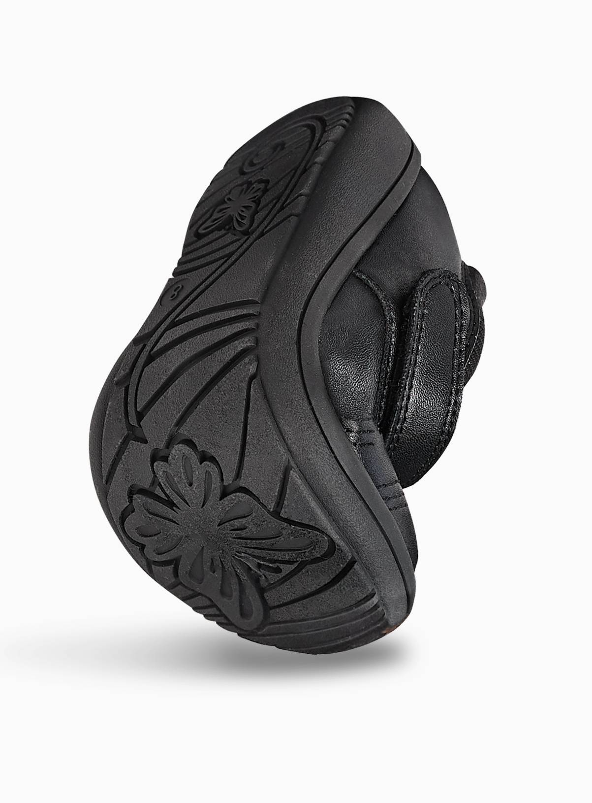 Black PU Chunky Heart Detail Mary Jane School Shoes 9 Infant - Image 2