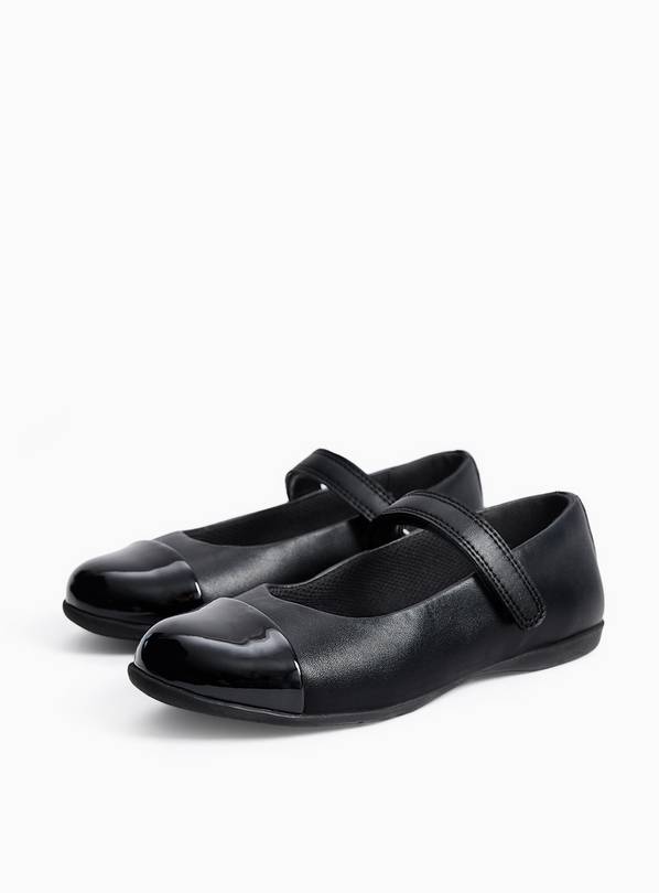 Black PU Single Strap Ballerina Shoes 7 Infant