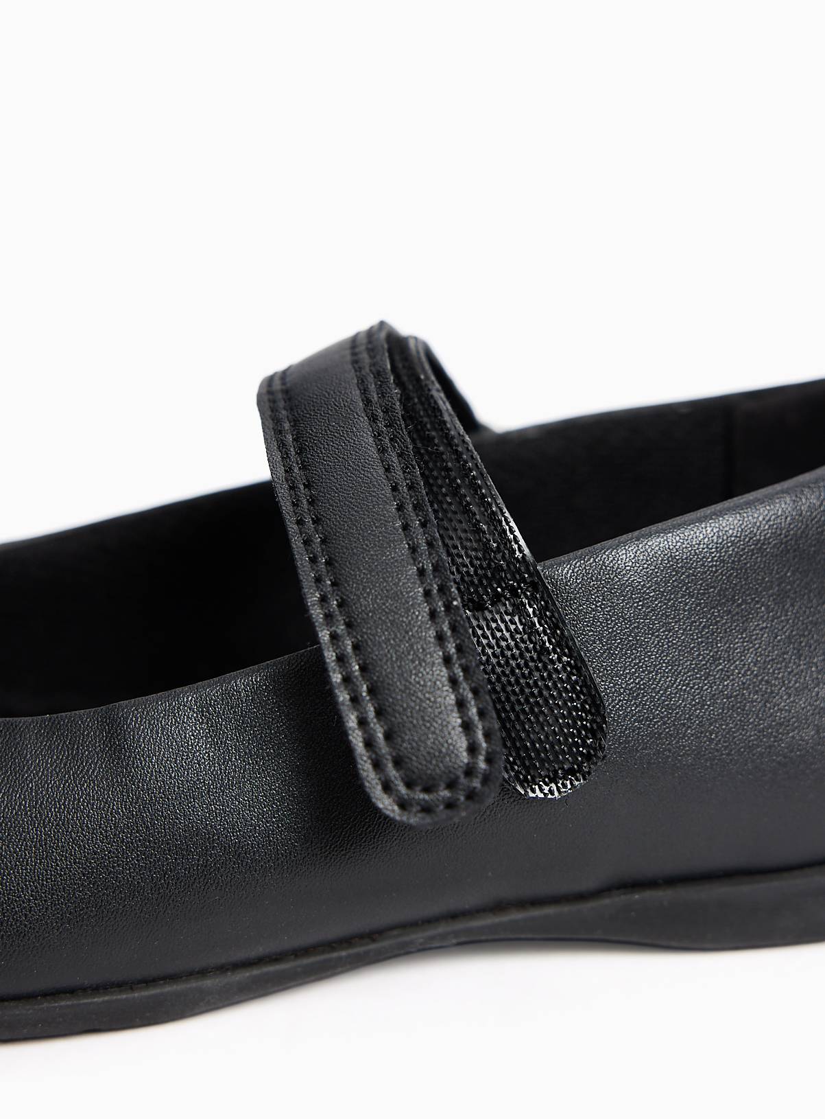 Black PU Single Strap Ballerina Shoes 9 Infant - Image 4
