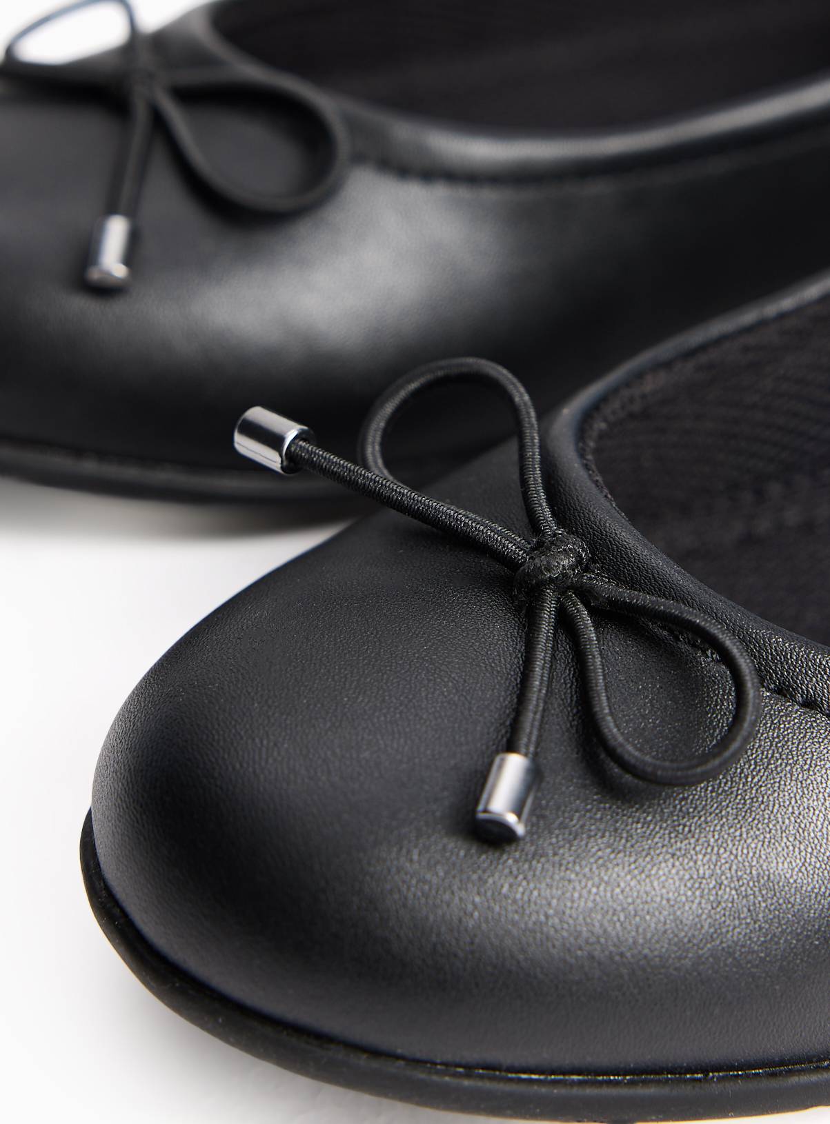 Black Bow Detail Faux Leather Ballerina School Shoes 10 Infant - Image 4