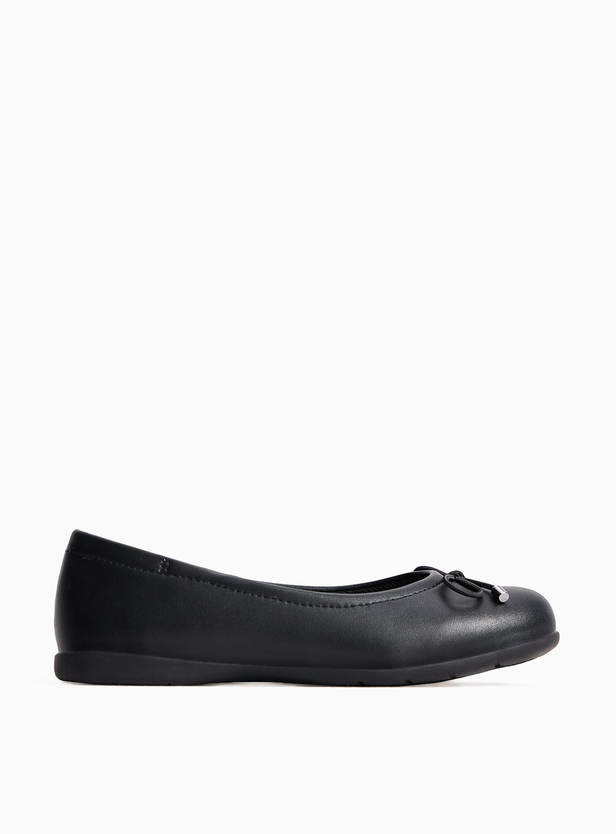 Black Bow Detail Faux Leather Ballerina School Shoes 10 Infant - Image 3 thumbnail