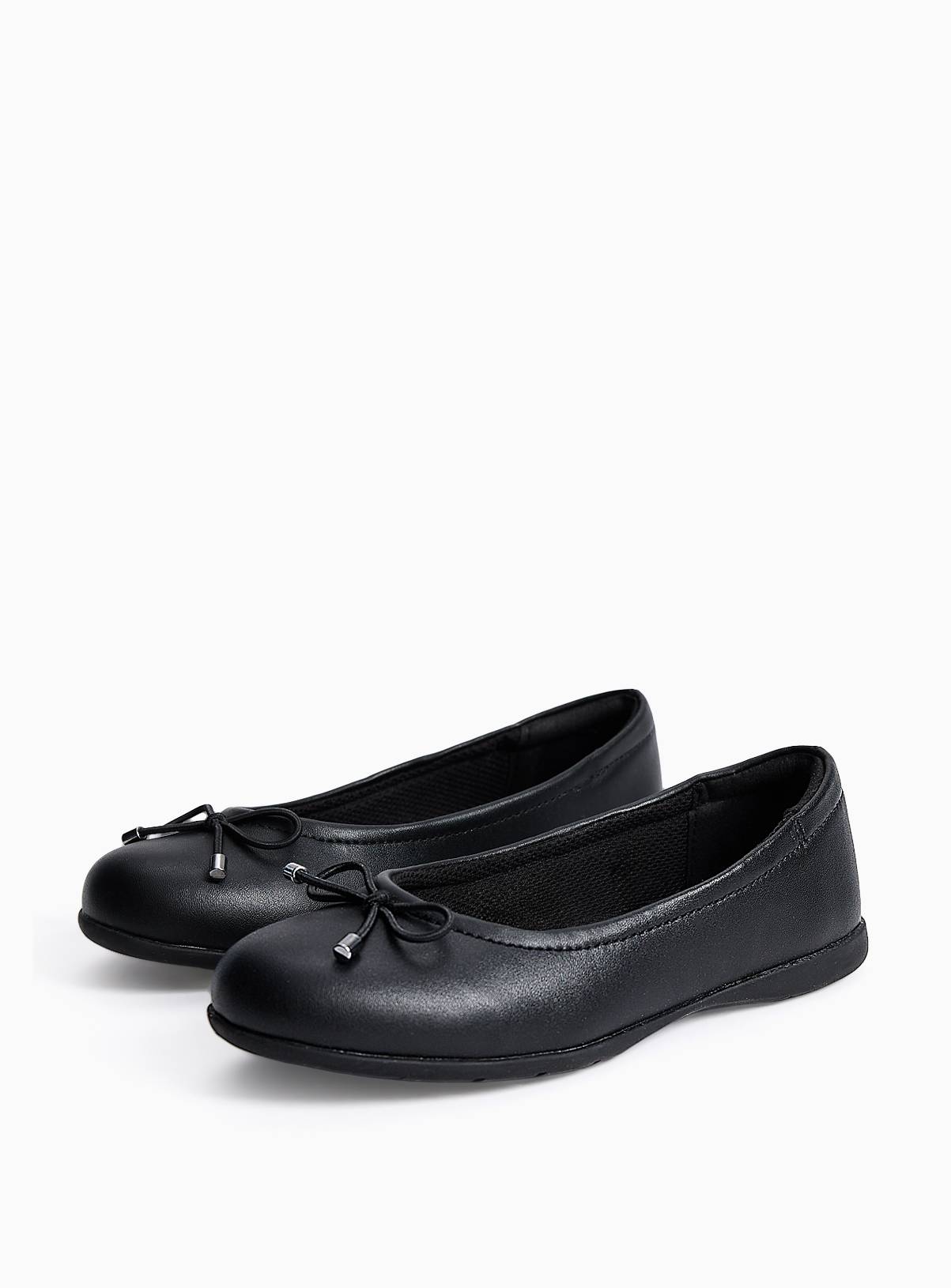 Black PU Dual Fit Ballerina School Shoes 10 Infant - Image 1