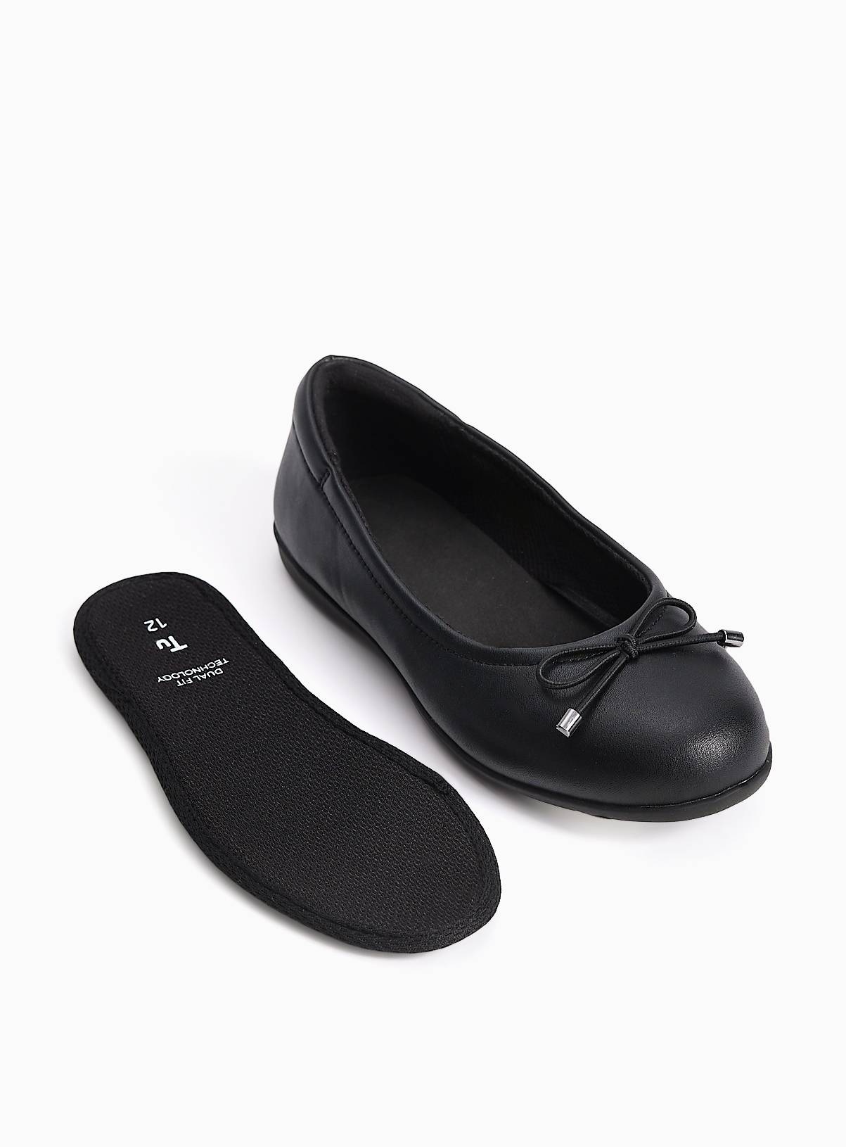 Black PU Dual Fit Ballerina School Shoes 10 Infant - Image 3