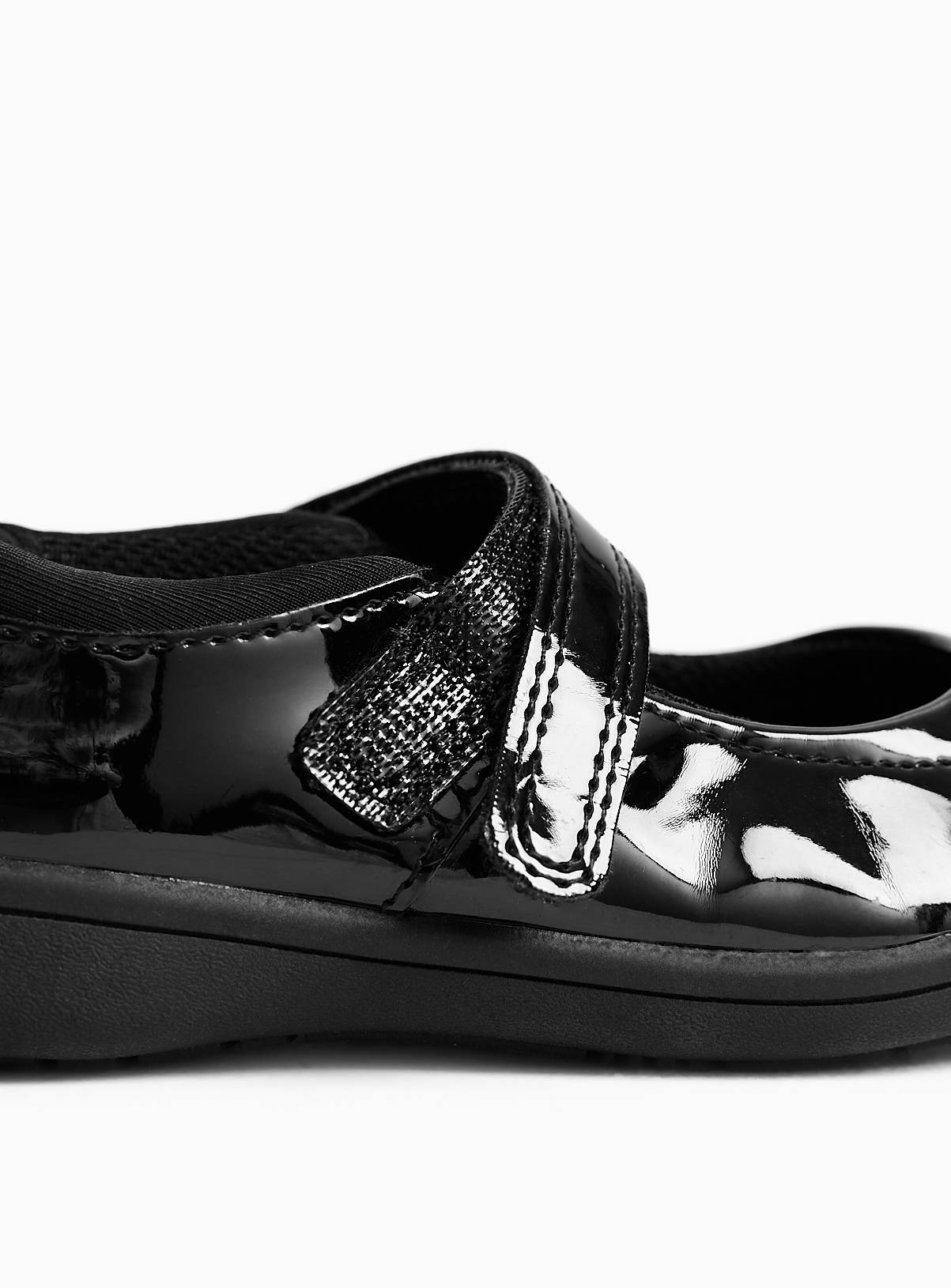 Black PU Patent Slim Sole Mary Jane School Shoes 8 Infant - Image 4