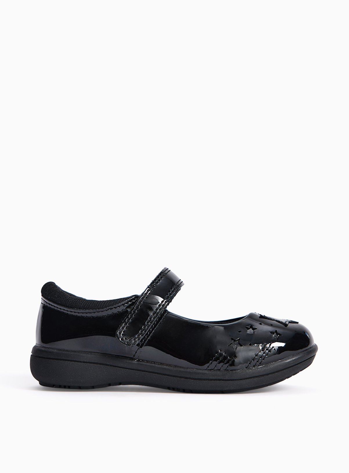 Black PU Patent Star Detail Slim Sole Mary Jane School Shoes 8 Infant - Image 3 thumbnail