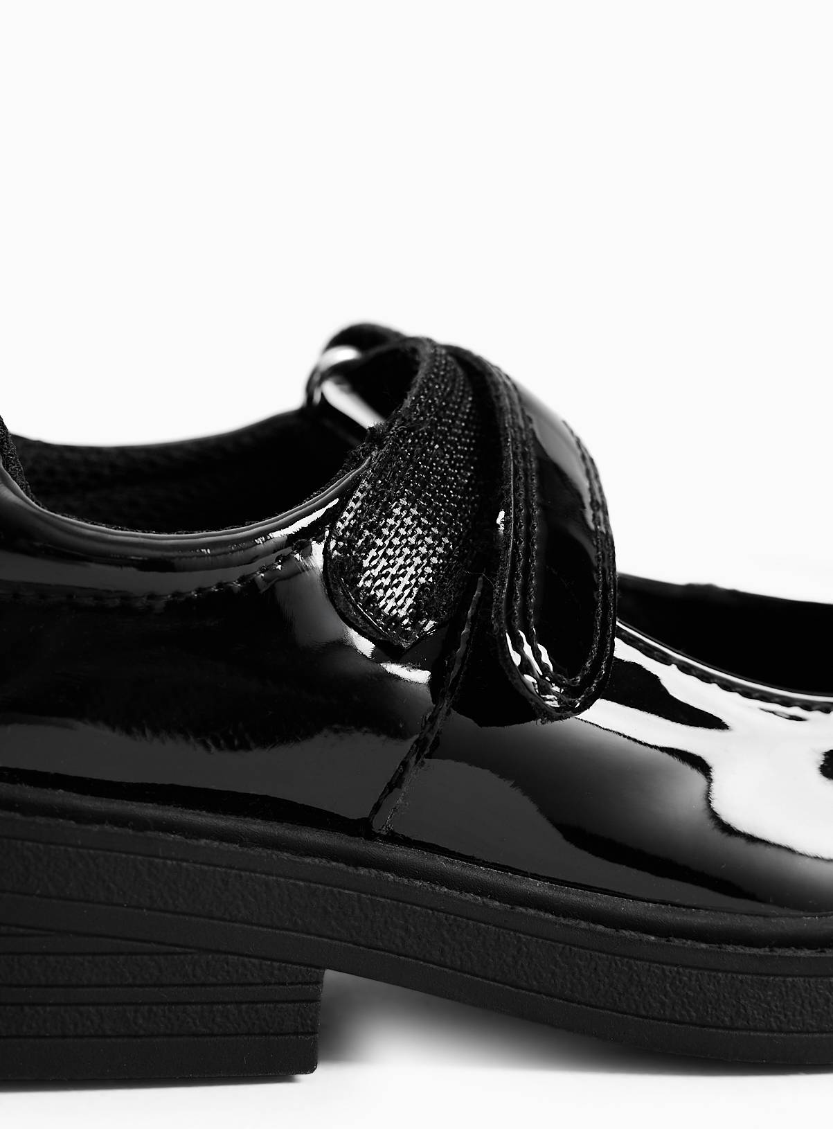 Black PU Patent Bow Detail Mary Jane School Shoes 12 Infant - Image 4
