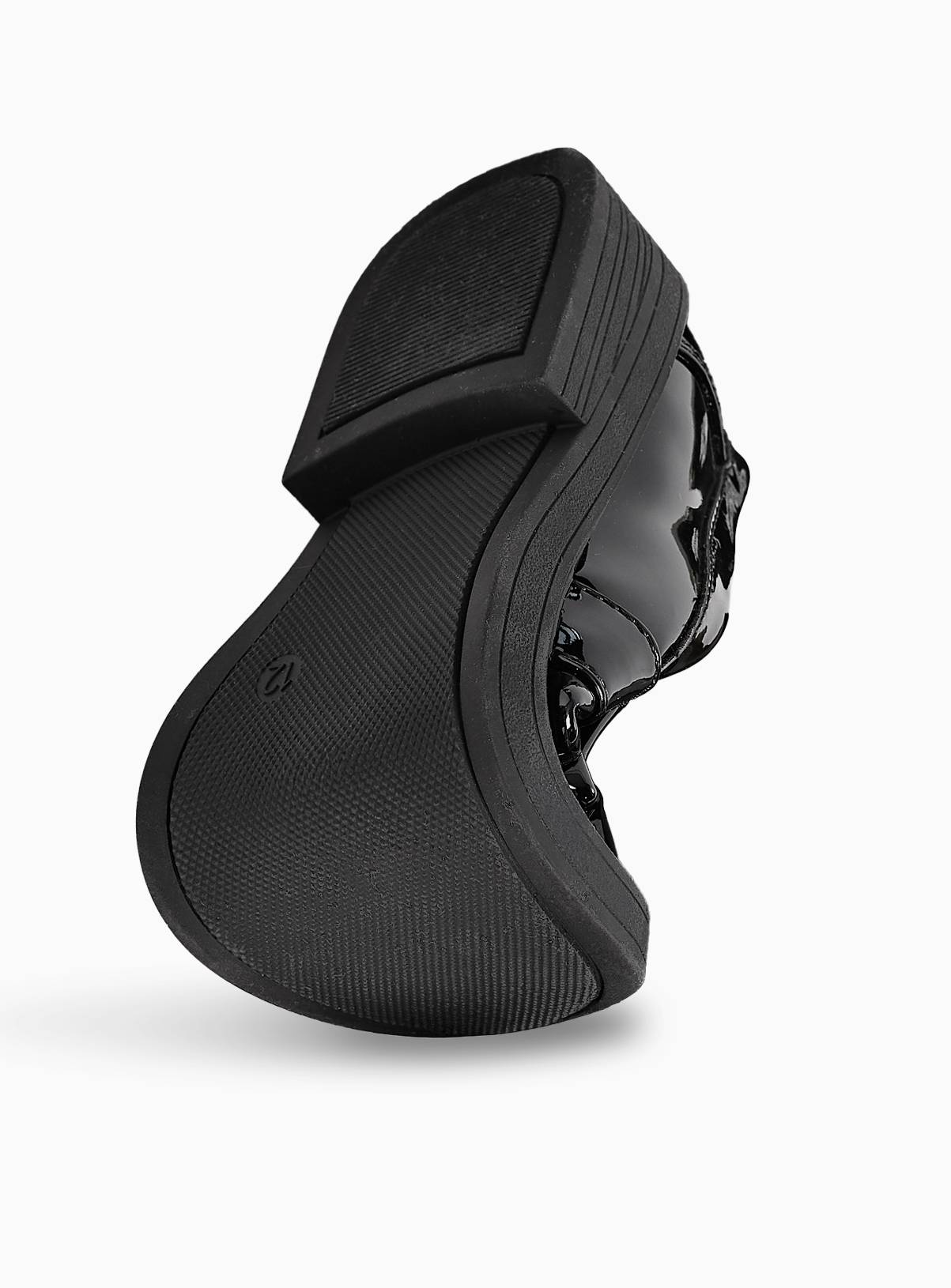 Black PU Patent Bow Detail Loafers 8 Infant - Image 2