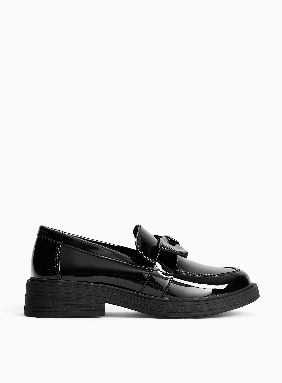 Black PU Patent Bow Detail Loafers 8 Infant - Image 3 thumbnail