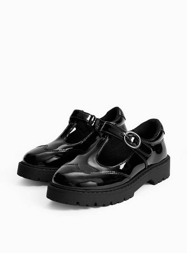 Black Chunky T-Bar School Shoes 12 Infant