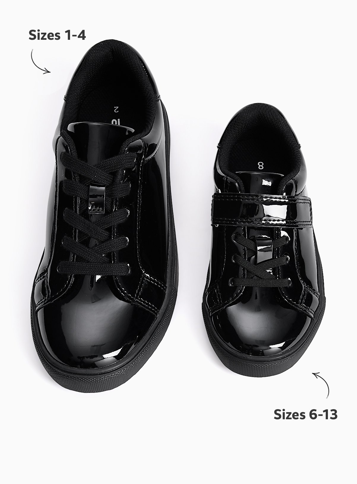 Black PU Patent Cupsole School Trainers 8 Infant - Image 2 thumbnail