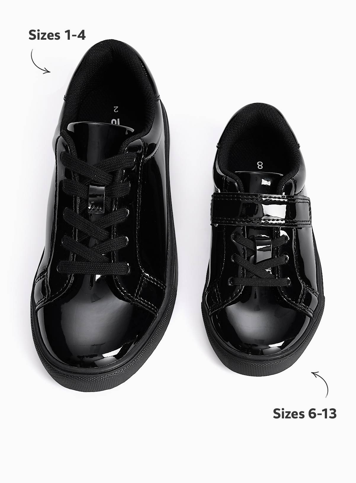 Black PU Patent Cupsole School Trainers 8 Infant - Image 2