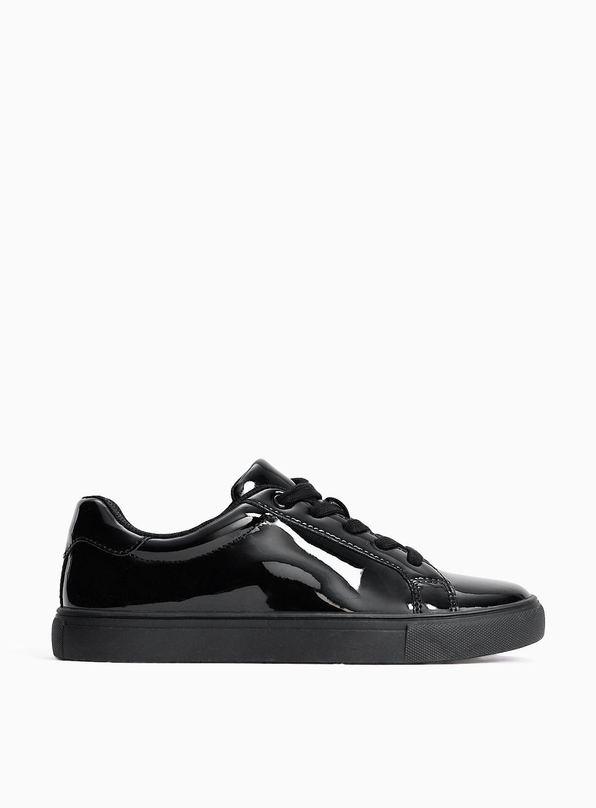Black PU Patent Cupsole School Trainers 8 Infant - Image 4 thumbnail