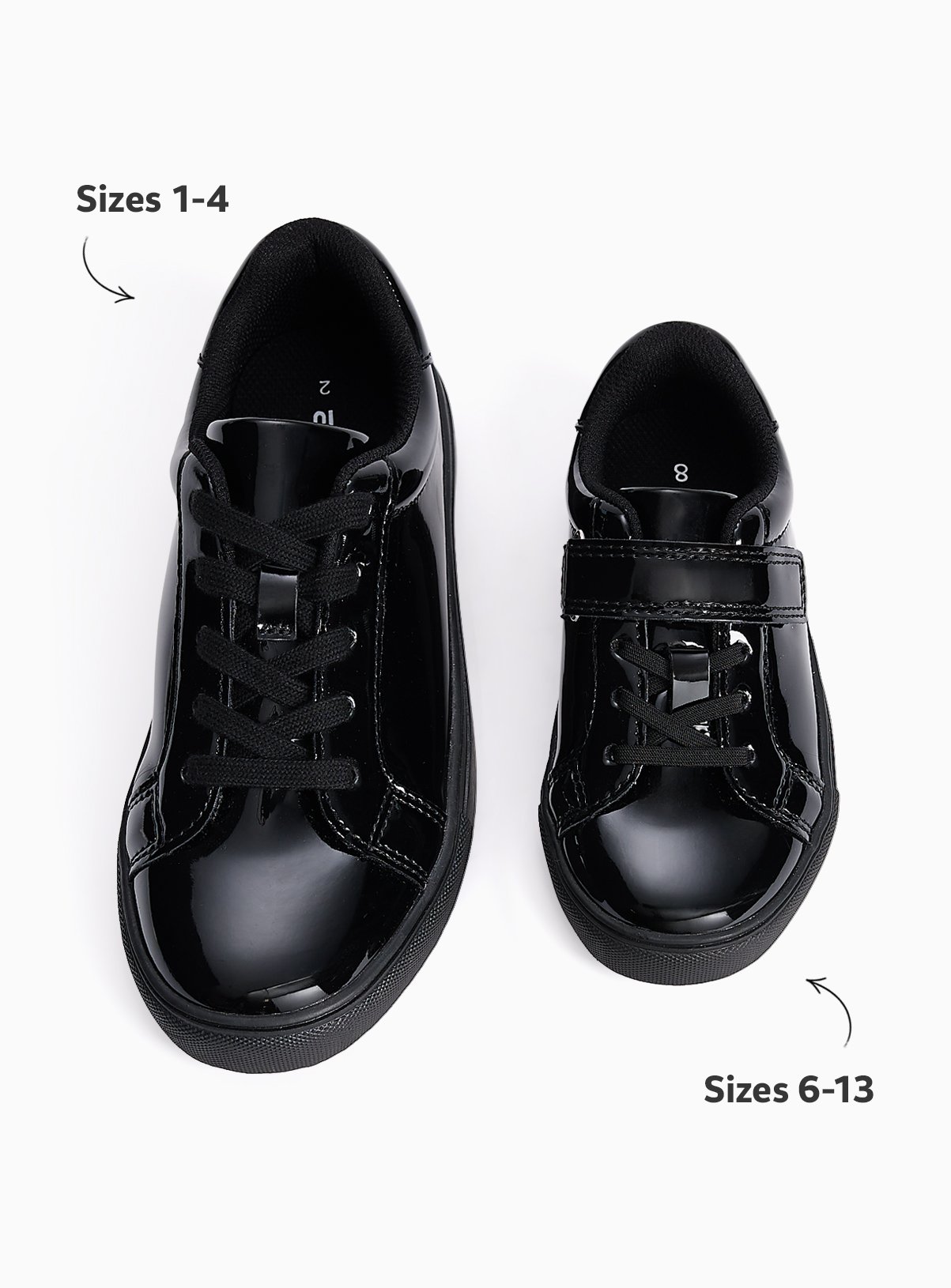 Black PU Patent Dual Fit Cupsole Trainers 7 Infant - Image 2 thumbnail