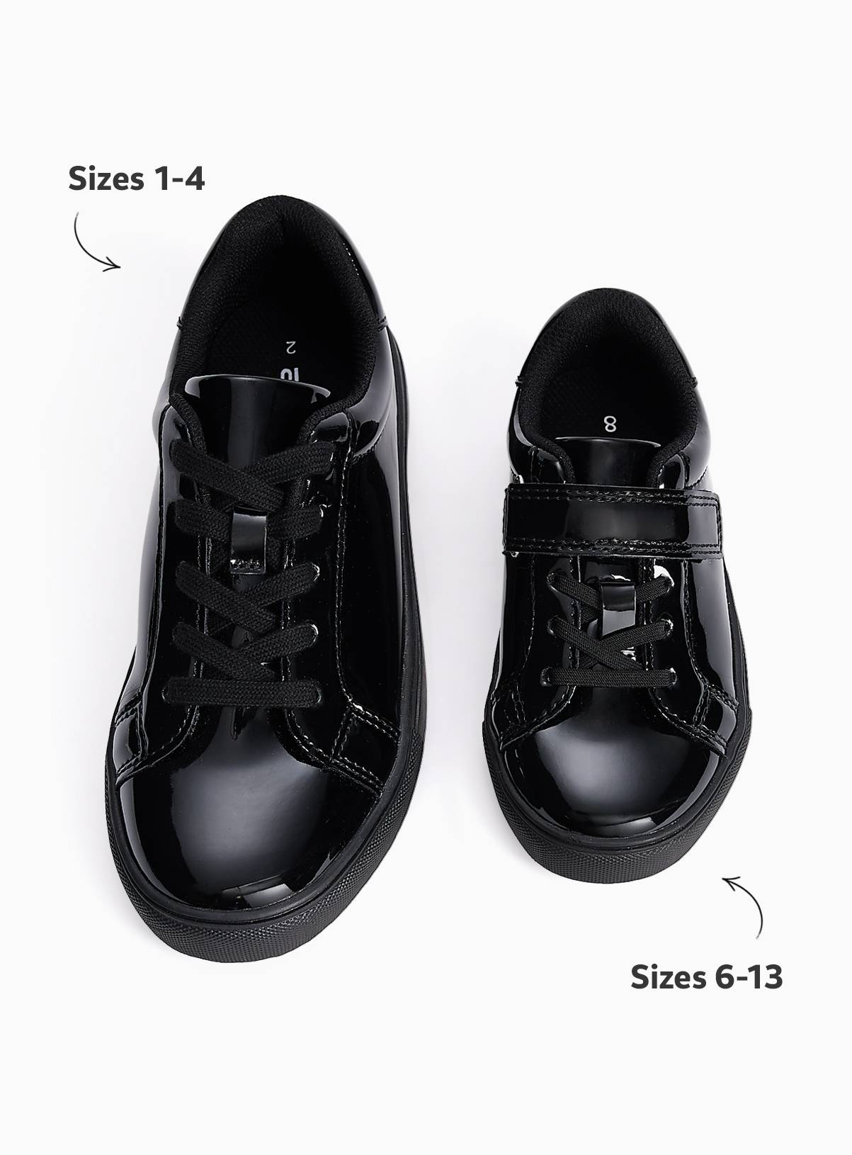 Black PU Patent Dual Fit Cupsole Trainers 7 Infant - Image 2