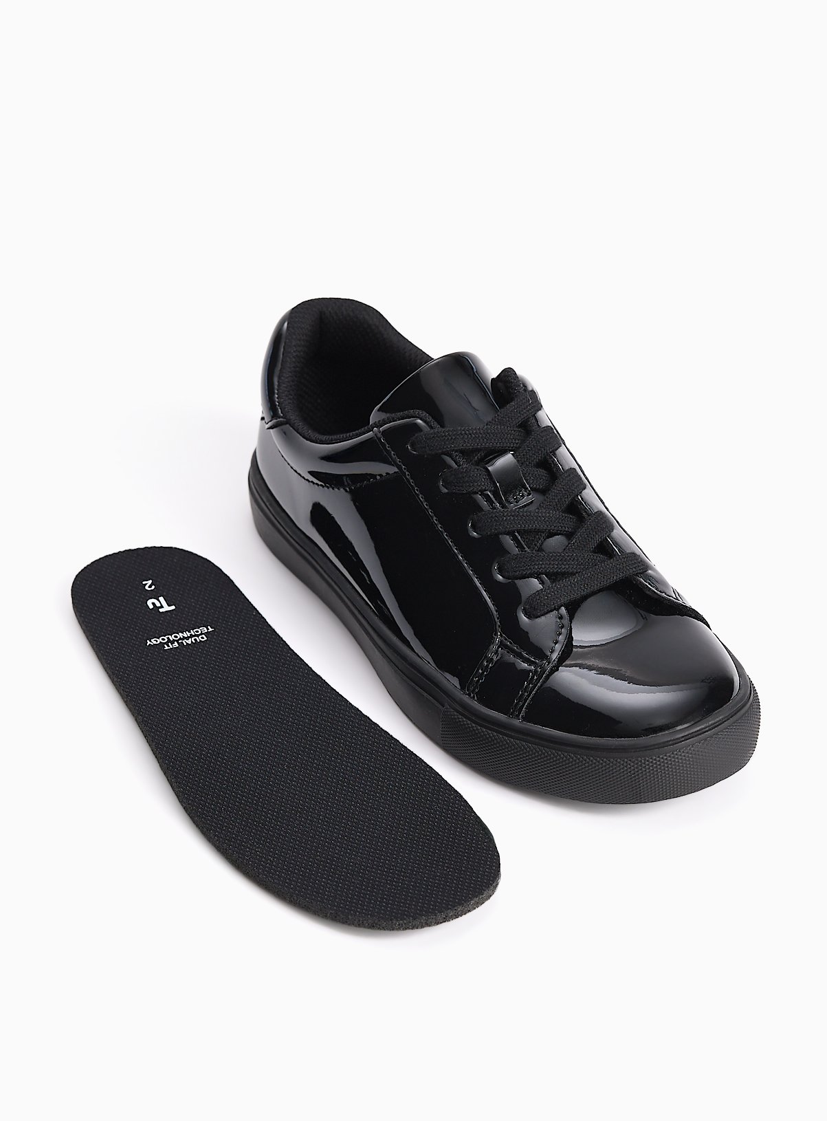 Black PU Patent Dual Fit Cupsole Trainers 7 Infant - Image 4 thumbnail