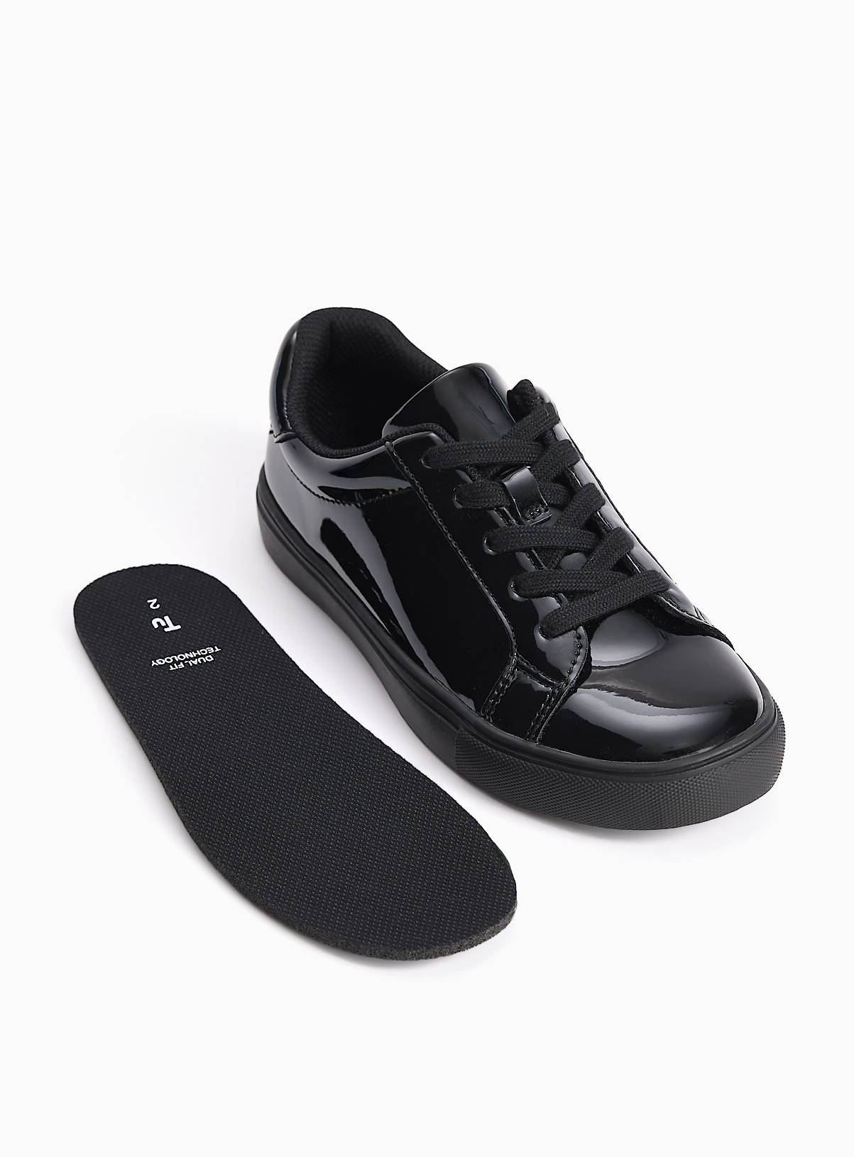 Black PU Patent Dual Fit Cupsole Trainers 7 Infant - Image 4