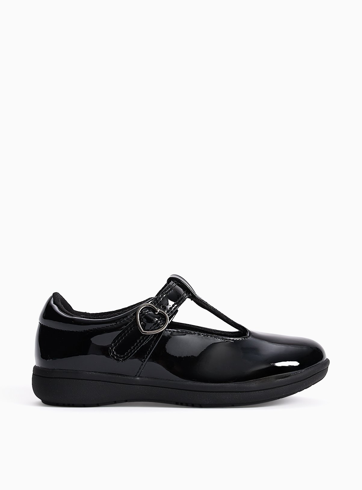 Black Patent PU Slim Sole T-Bar School Shoes 12 Infant - Image 3 thumbnail