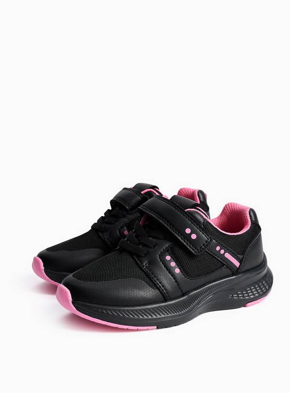 Black & Pink Sports School Trainers 10 Infant