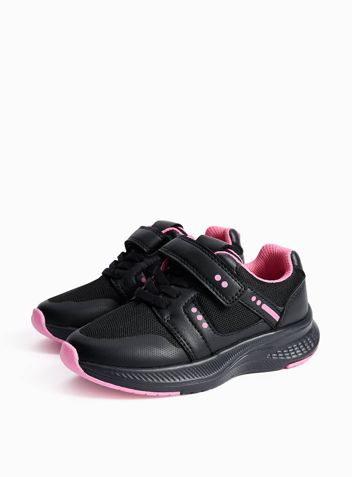 Black & Pink Sports Dual Fit School Trainers 8 Infant - Image 1
