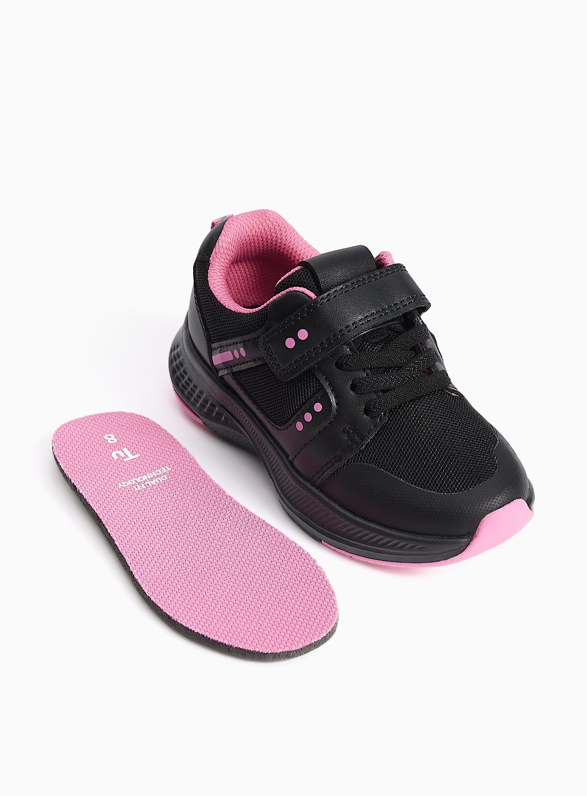 Black & Pink Sports Dual Fit School Trainers 8 Infant - Image 3 thumbnail