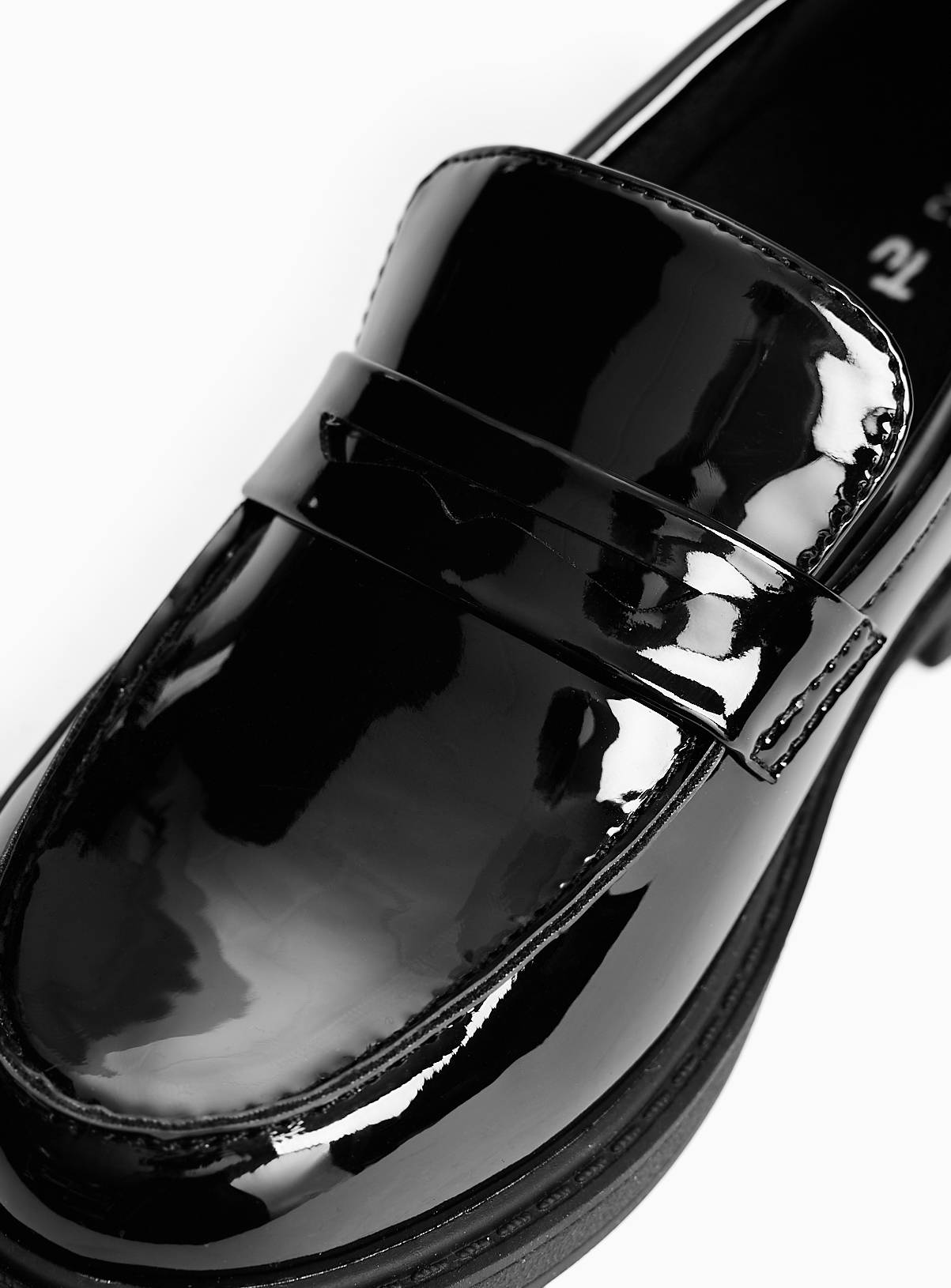 Black PU Patent School Loafers 11 Infant - Image 4