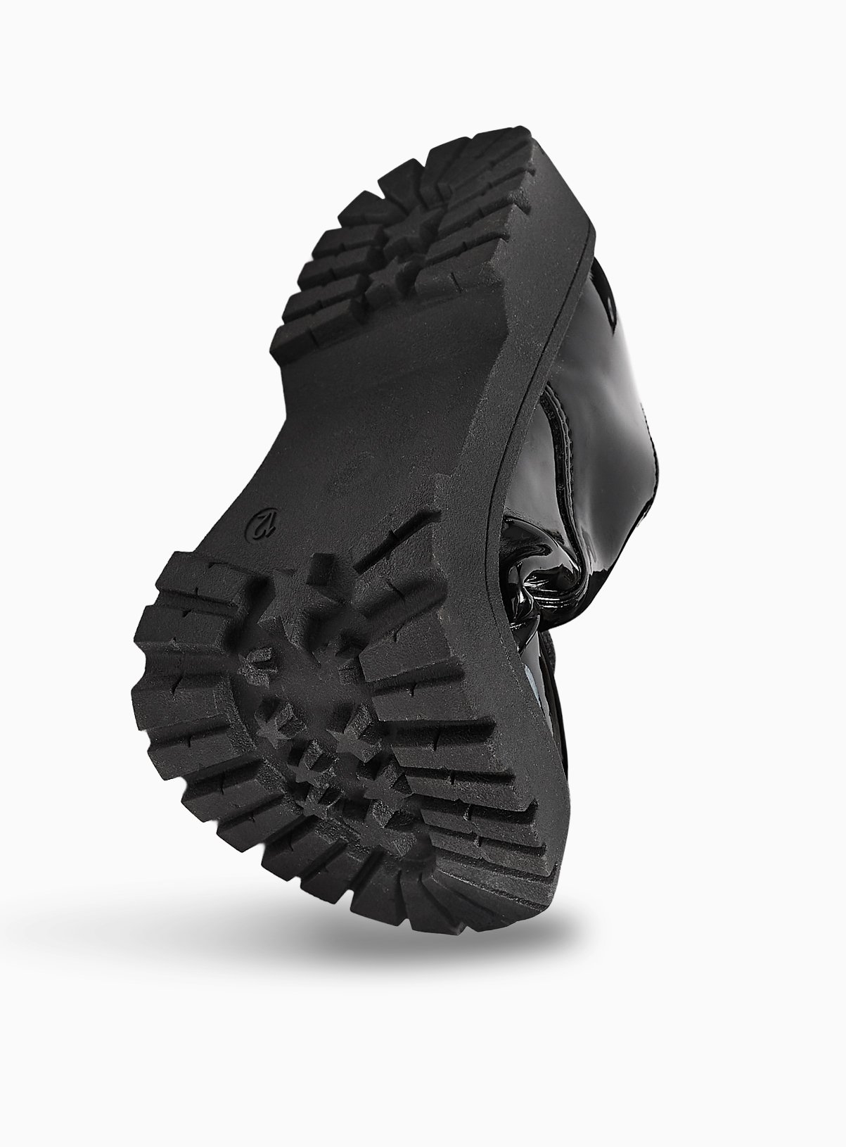 Black PU Patent Chunky Lace Up School Shoes 2 - Image 2 thumbnail