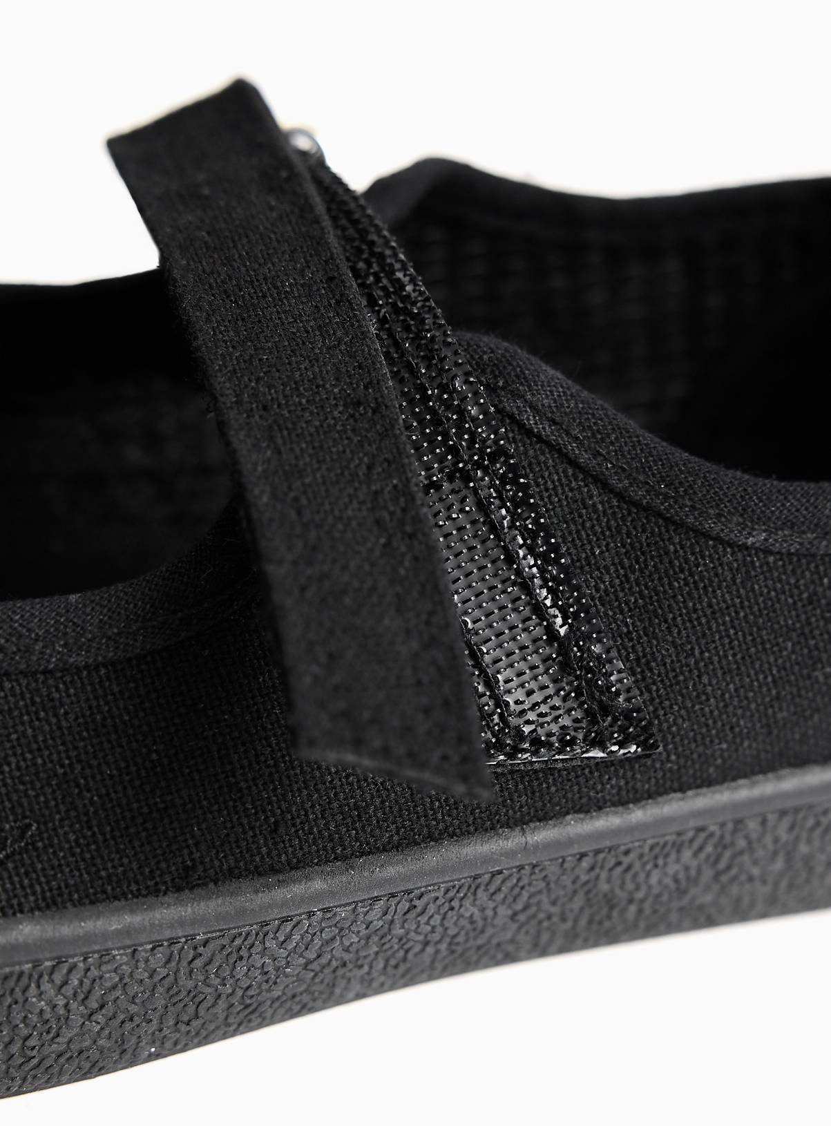 Black Floral Detail Mary Jane School Plimsoles 13 Infant - Image 4