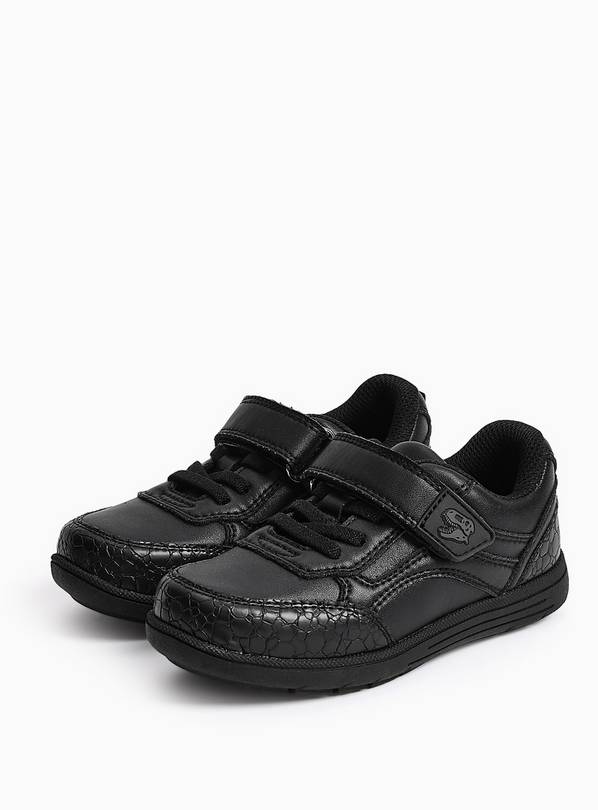 Black PU Dino Motif School Trainers 13 Infant