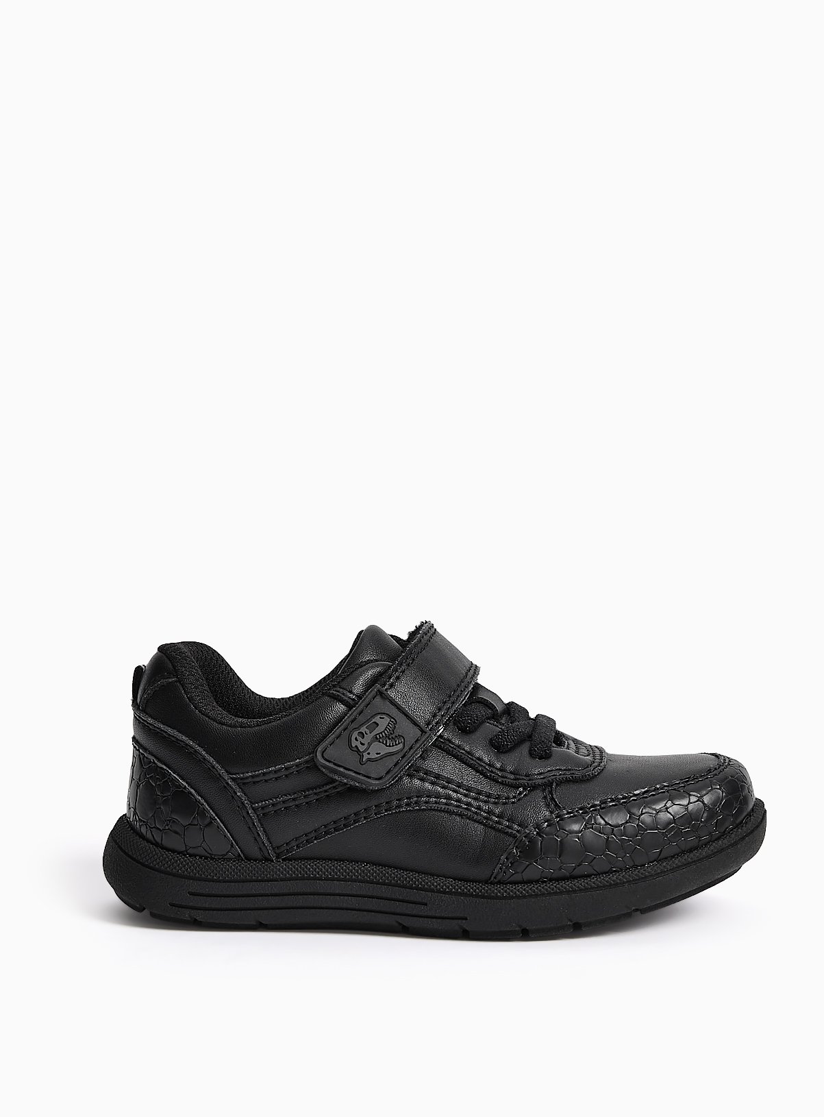 Black PU Dino Motif School Trainers 13 Infant - Image 3 thumbnail