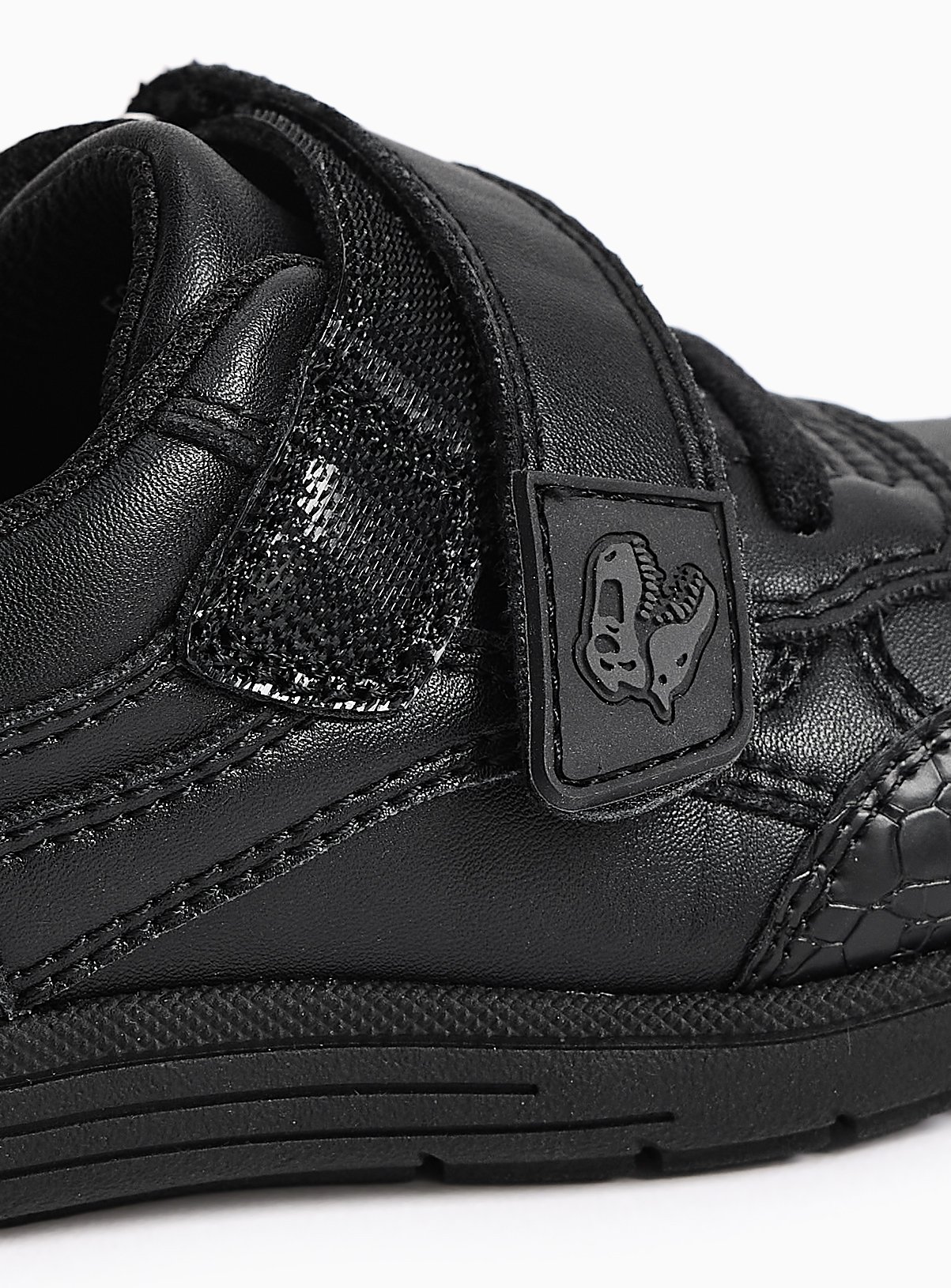 Black PU Dino Motif School Trainers 13 Infant - Image 4 thumbnail