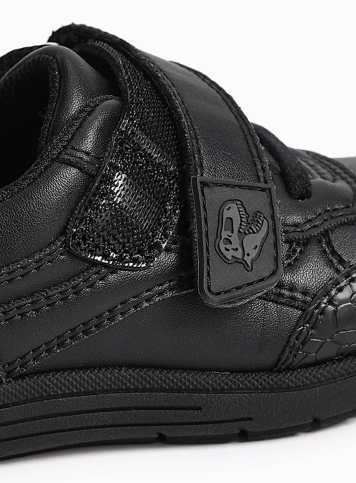 Black PU Dino Motif School Trainers 13 Infant - Image 4