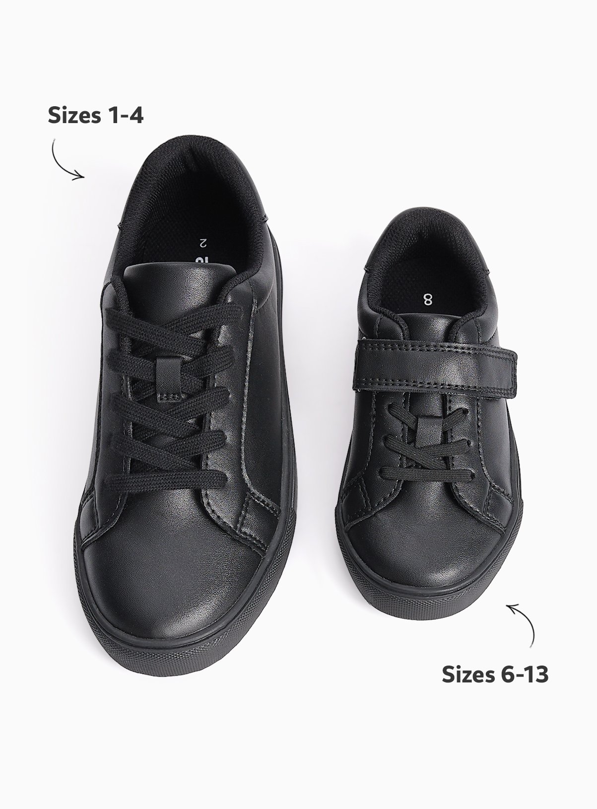 Black Faux Leather Cupsole Trainers 8 Infant - Image 2 thumbnail