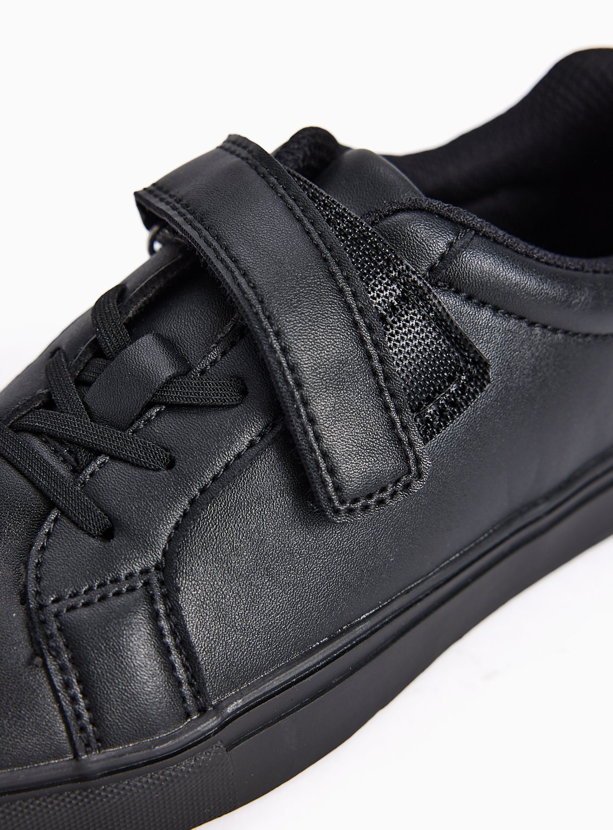 Black Faux Leather Cupsole Trainers 8 Infant - Image 4 thumbnail