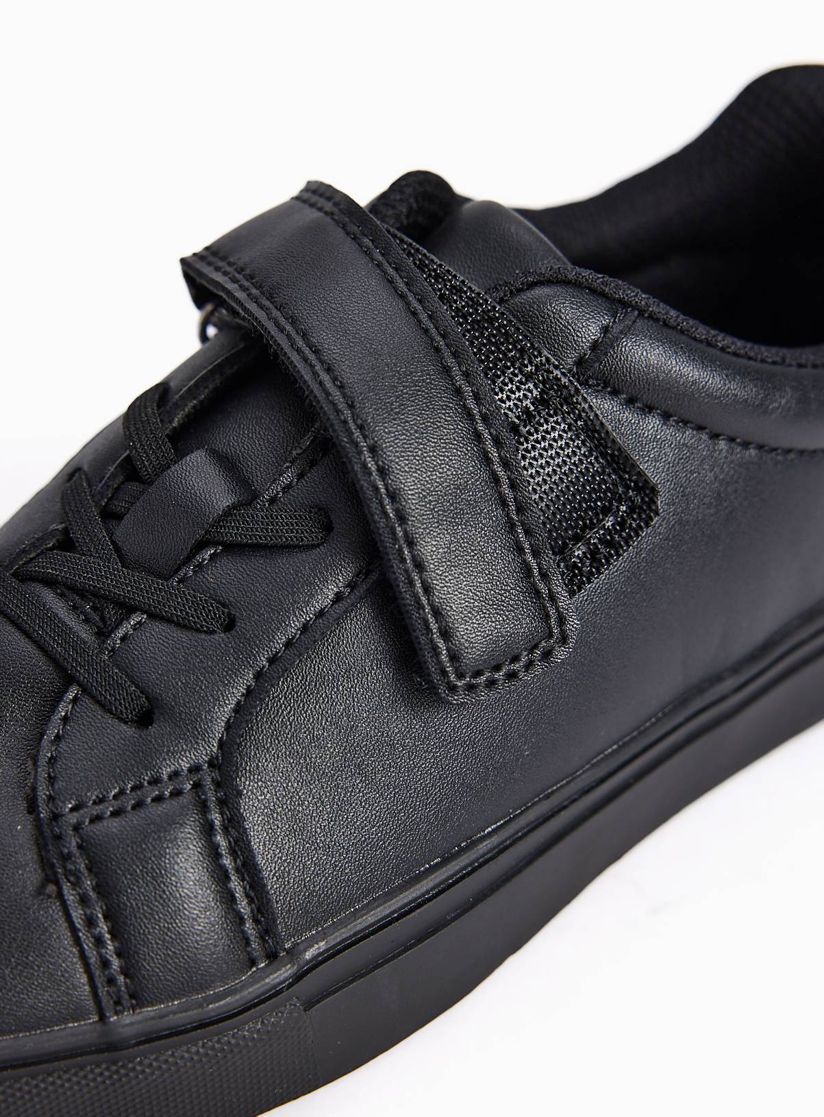Black Faux Leather Cupsole Trainers 8 Infant - Image 4