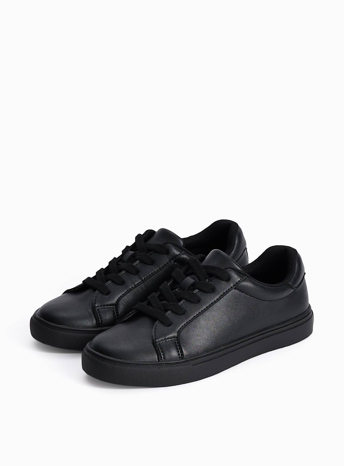 Black PU Cupsole Dual Fit Trainers 6 Infant - Image 1