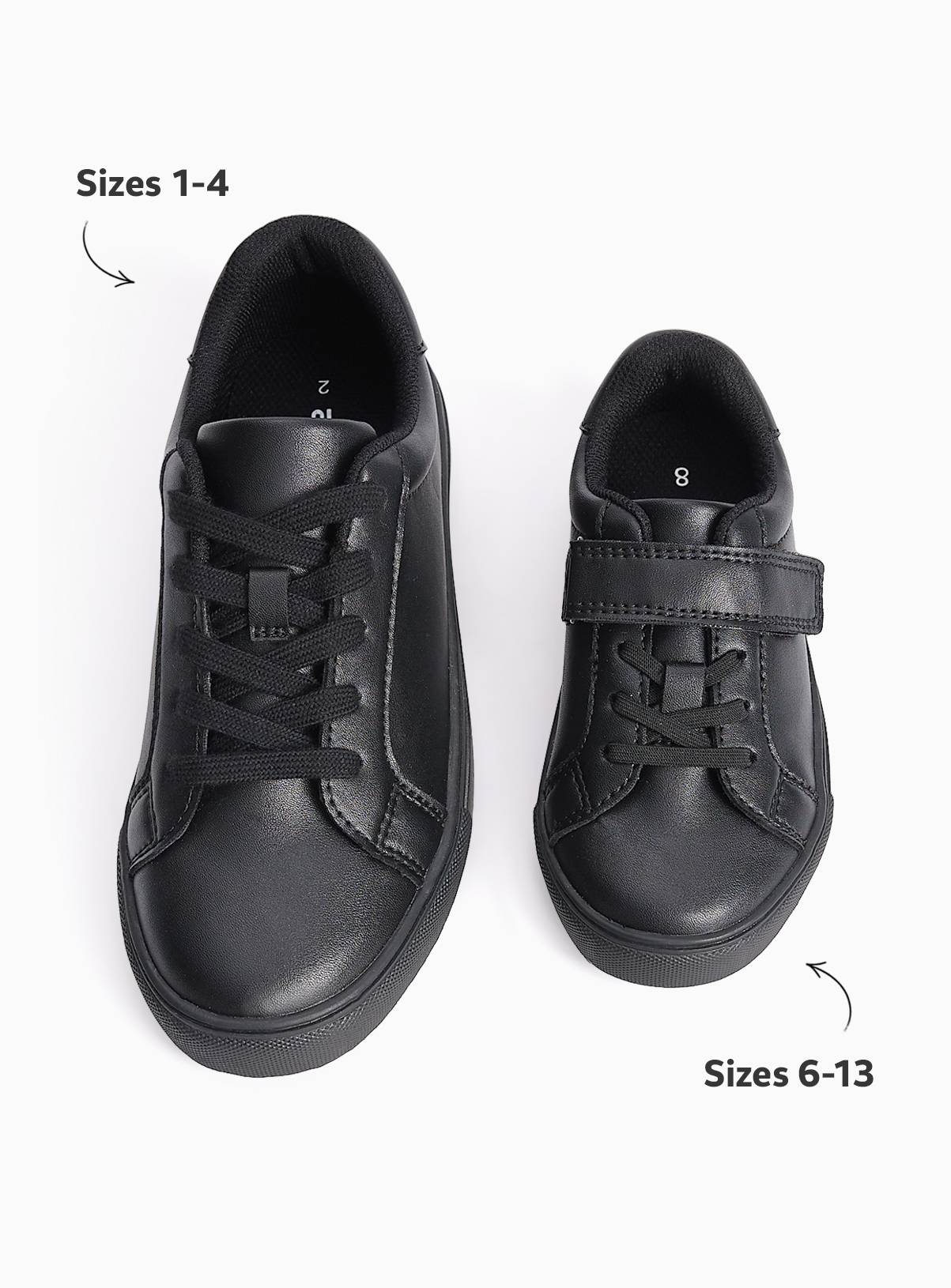 Black PU Cupsole Dual Fit Trainers 6 Infant - Image 2