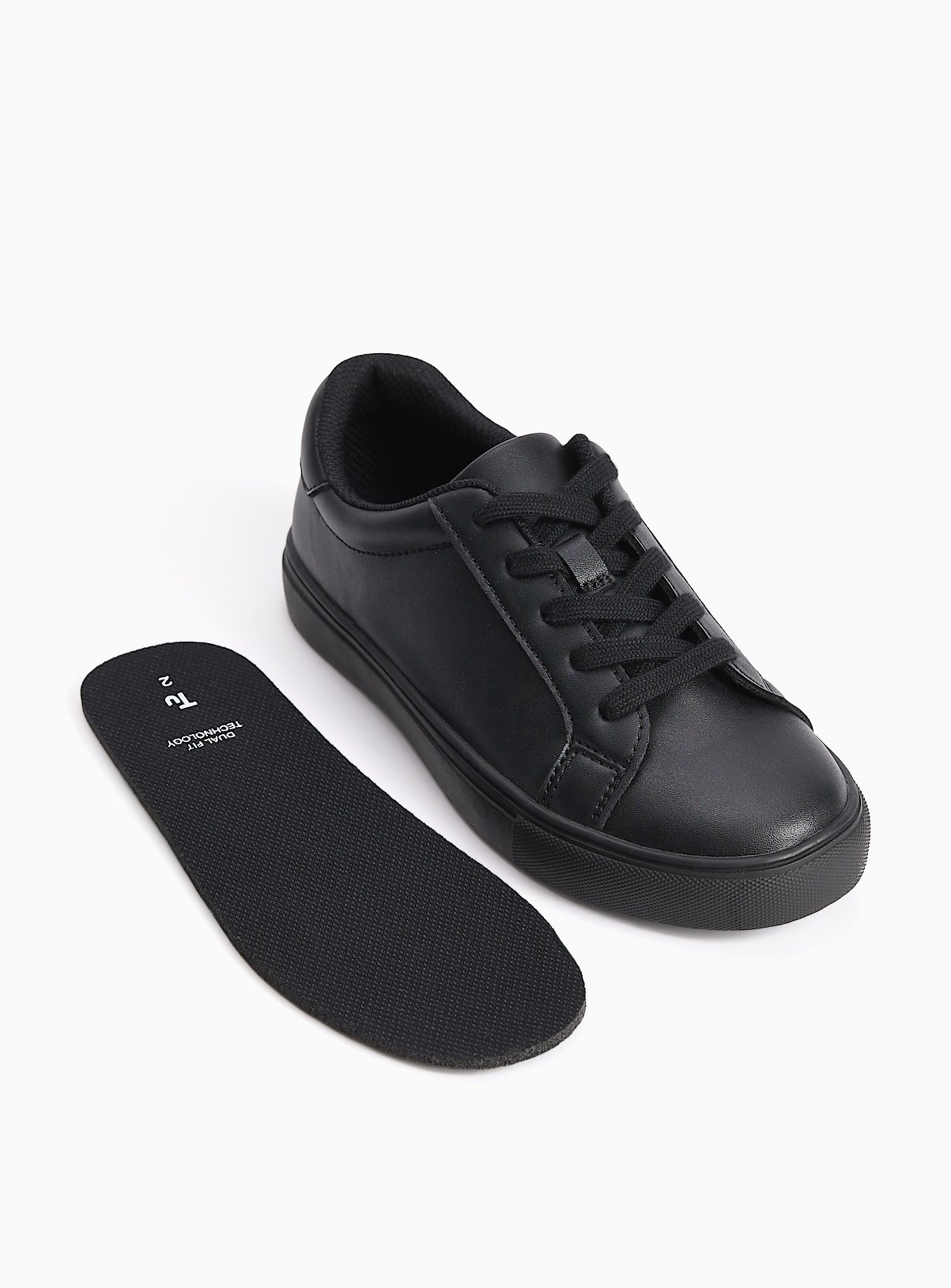 Black PU Cupsole Dual Fit Trainers 6 Infant - Image 4 thumbnail
