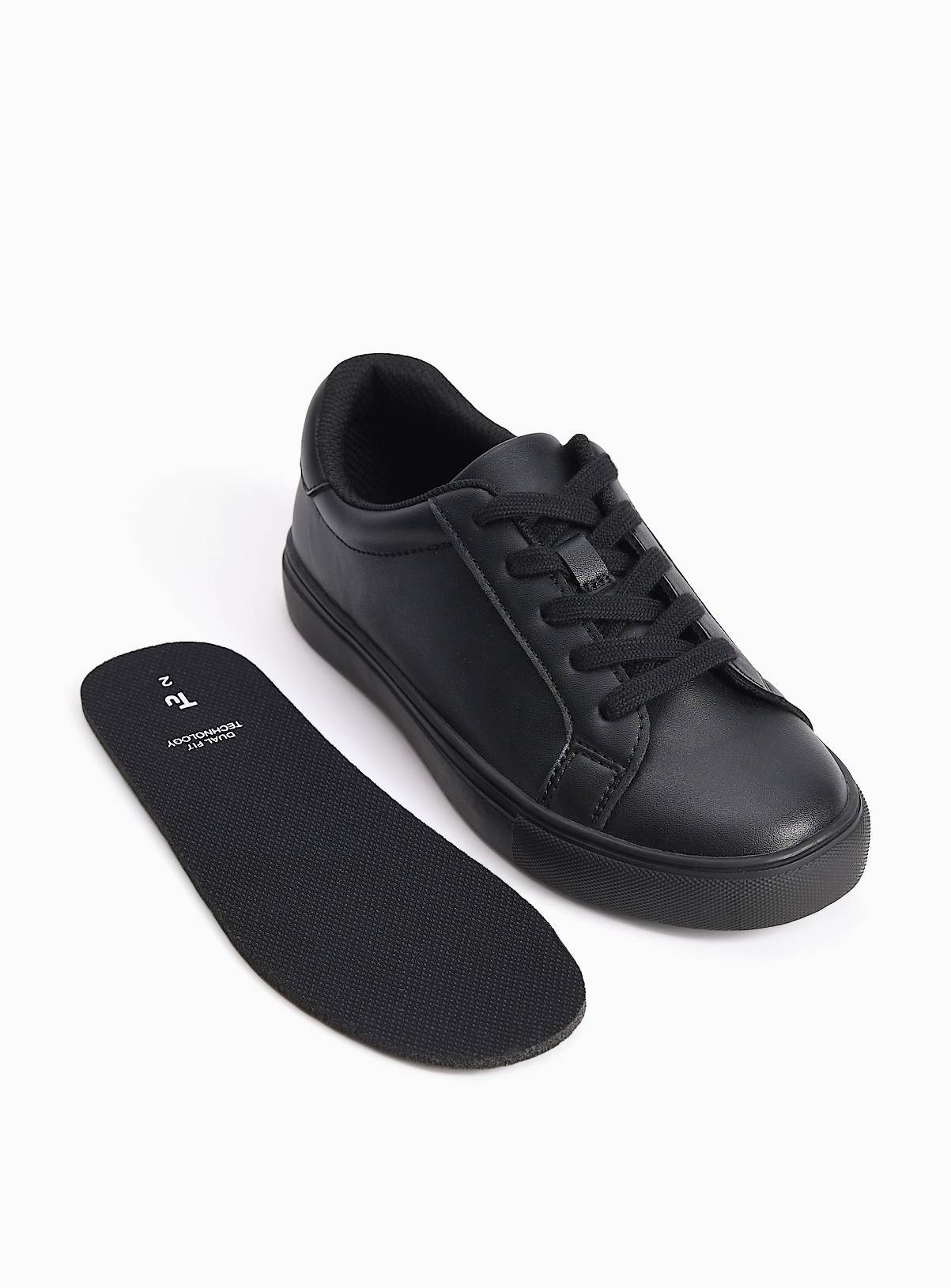 Black PU Cupsole Dual Fit Trainers 8 Infant - Image 4