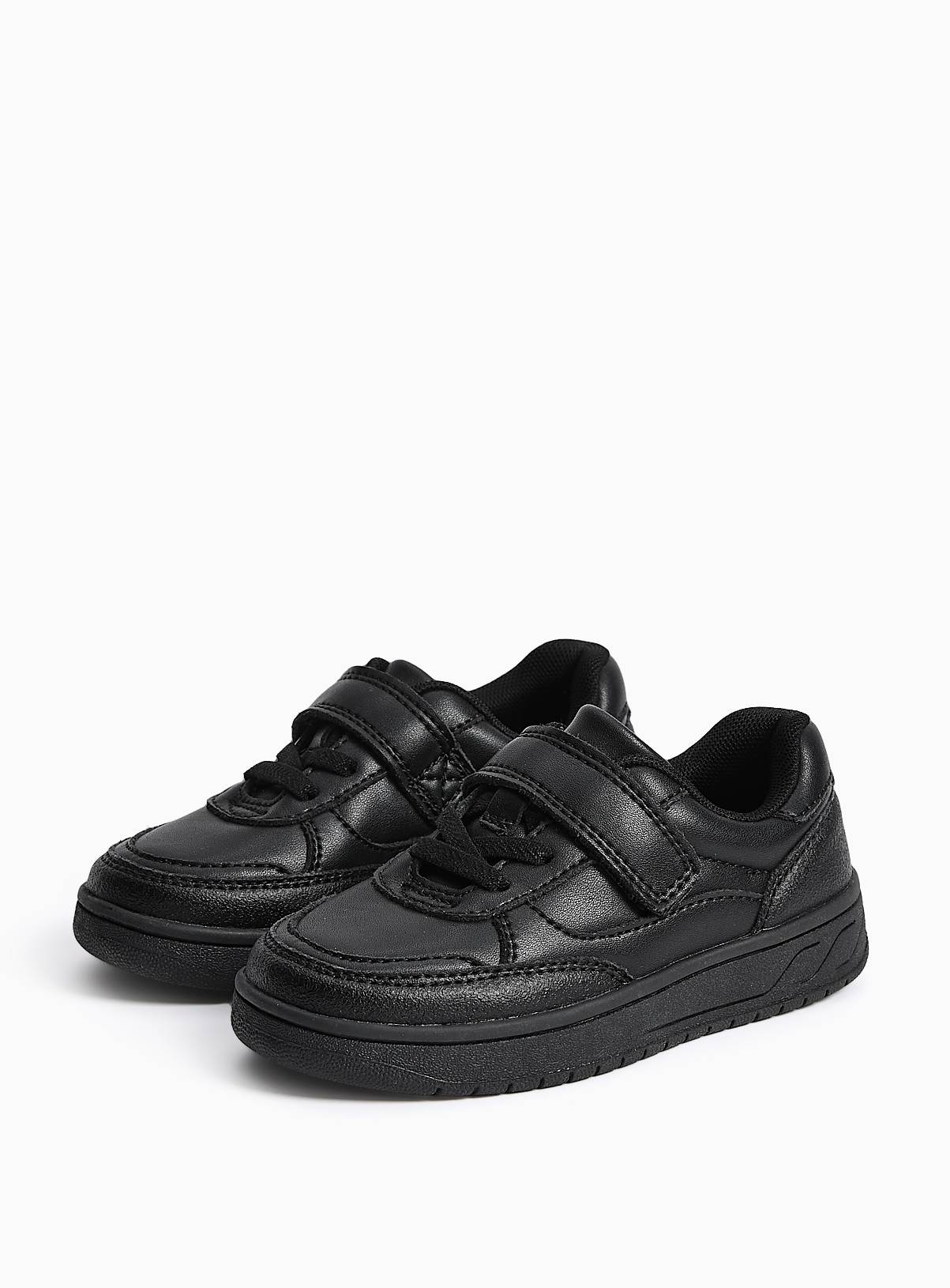 Black Coated Leather Trainers 9 Infant - Image 1