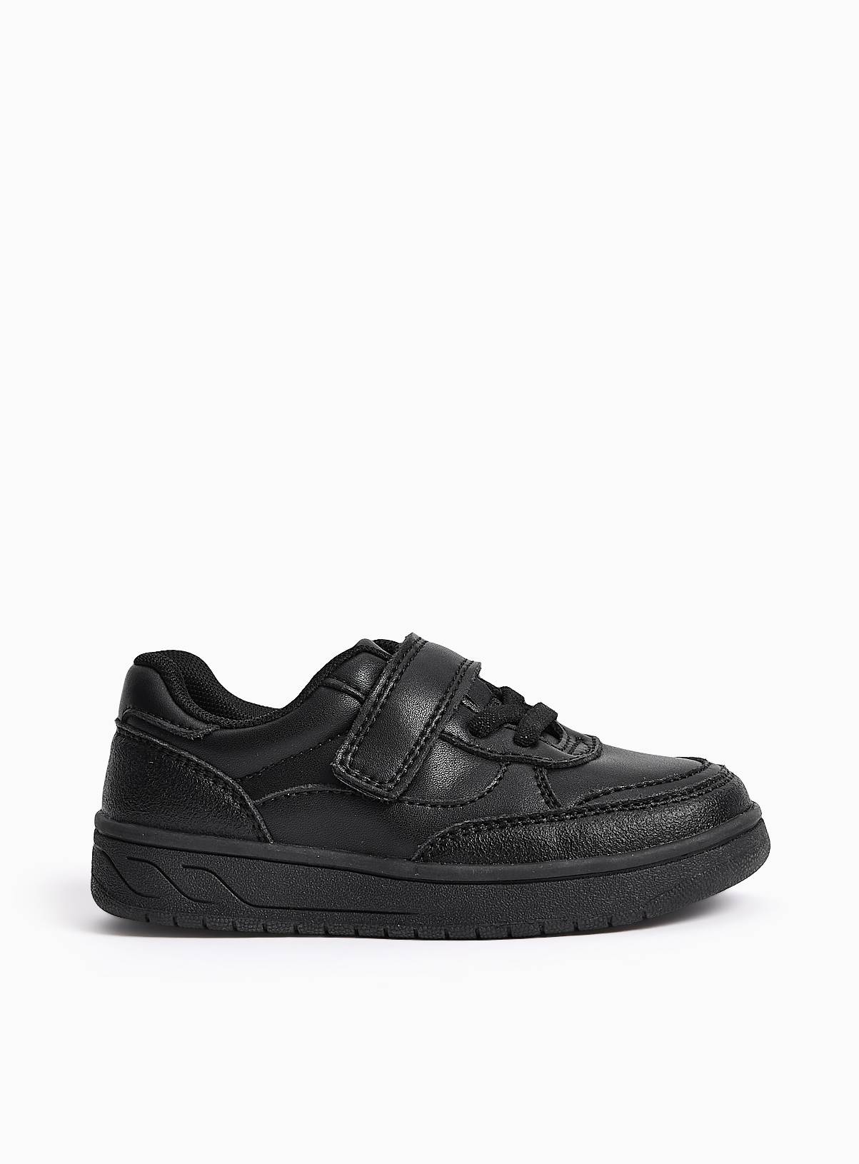 Black Coated Leather Trainers 9 Infant - Image 3