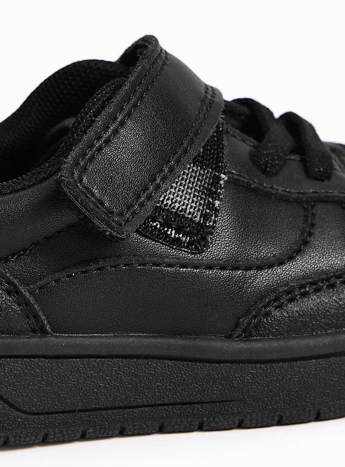 Black Coated Leather Trainers 9 Infant - Image 4