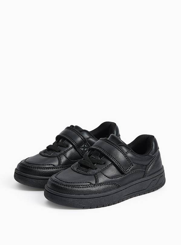 Black Coated Leather Dual Fit Trainers 9 Infant