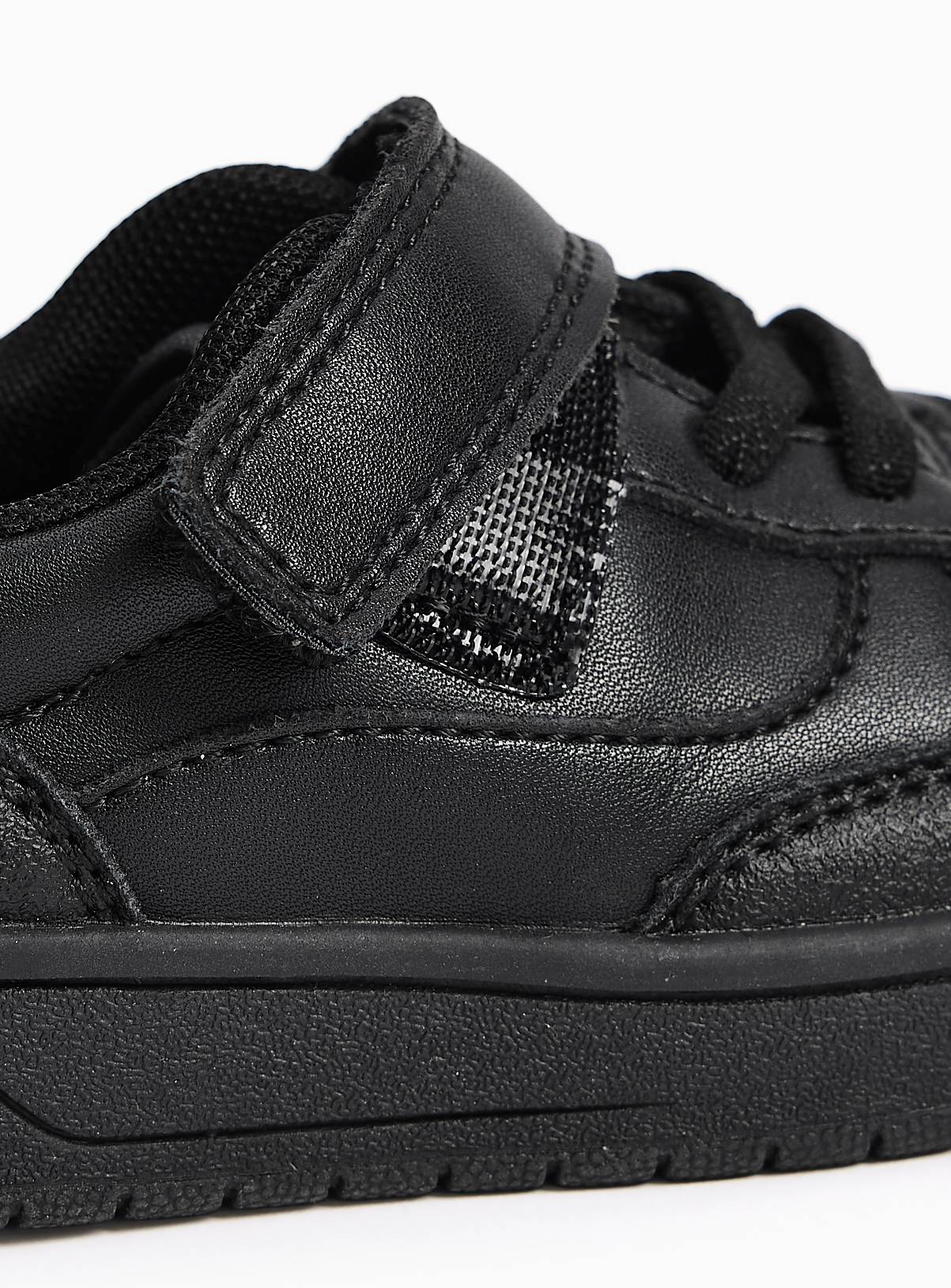 Black Coated Leather Dual Fit Trainers 10 Infant - Image 3